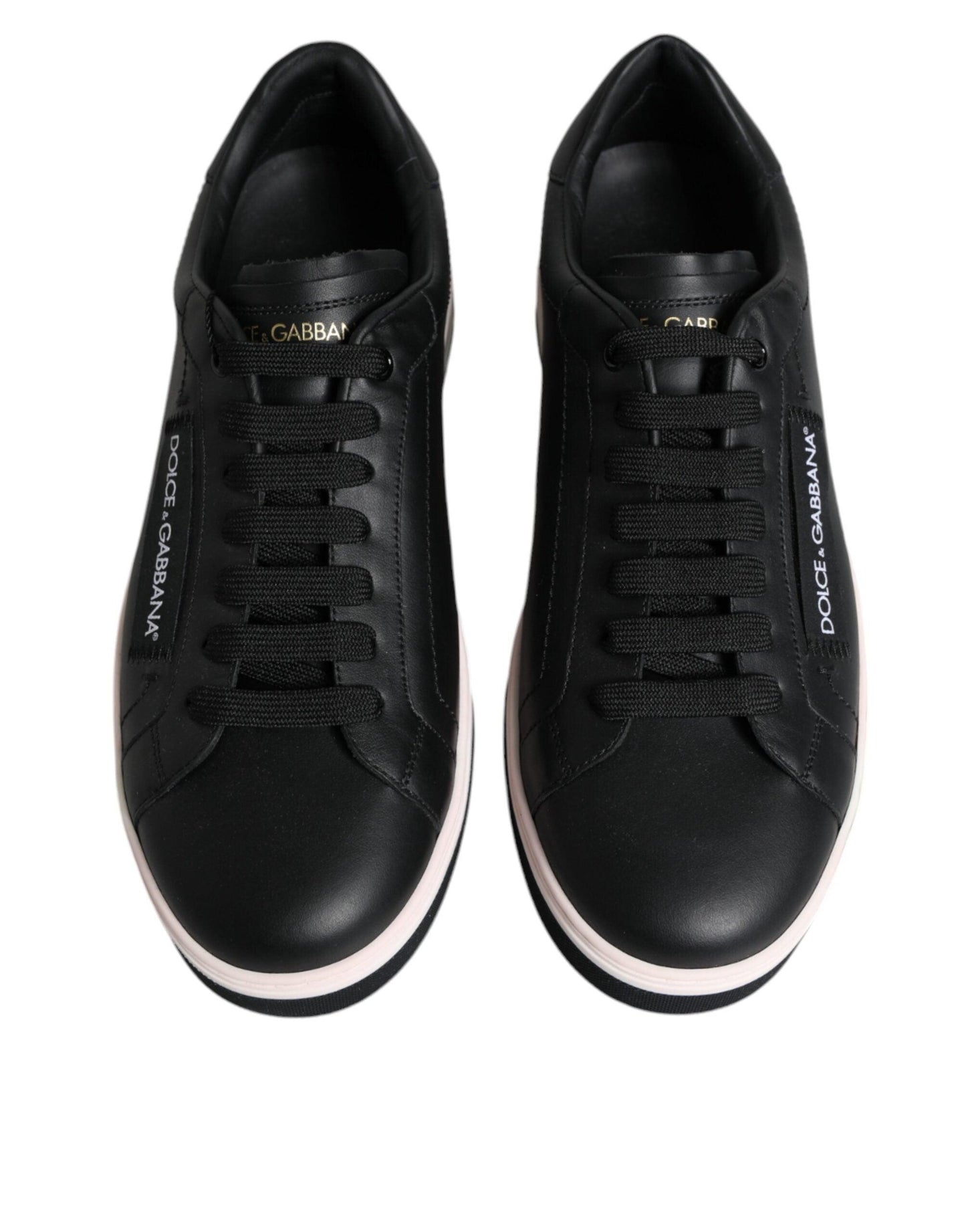 Dolce & Gabbana Black Leather Low Top Men Sneakers Shoes - Arichezz.store