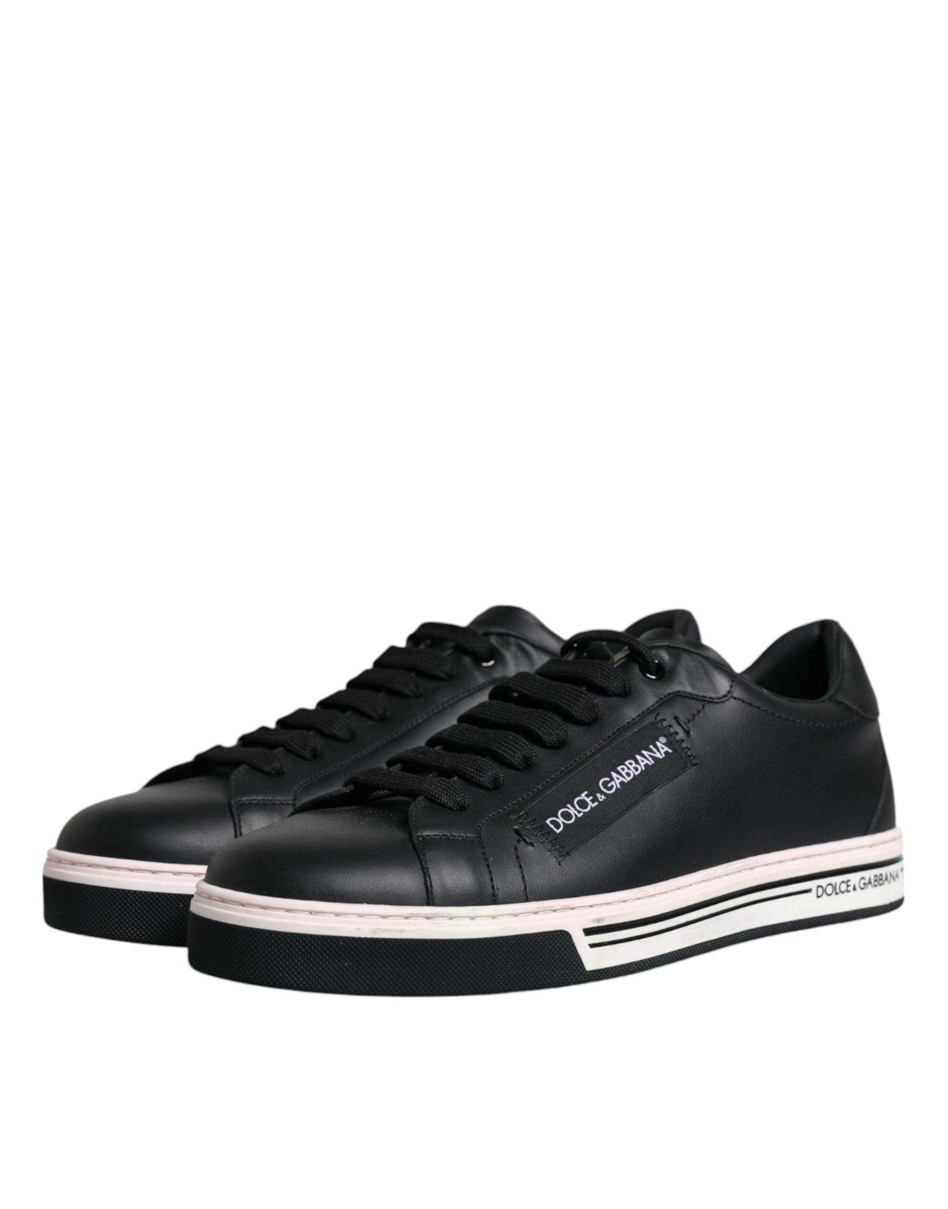 Dolce & Gabbana Black Leather Low Top Men Sneakers Shoes - Arichezz.store