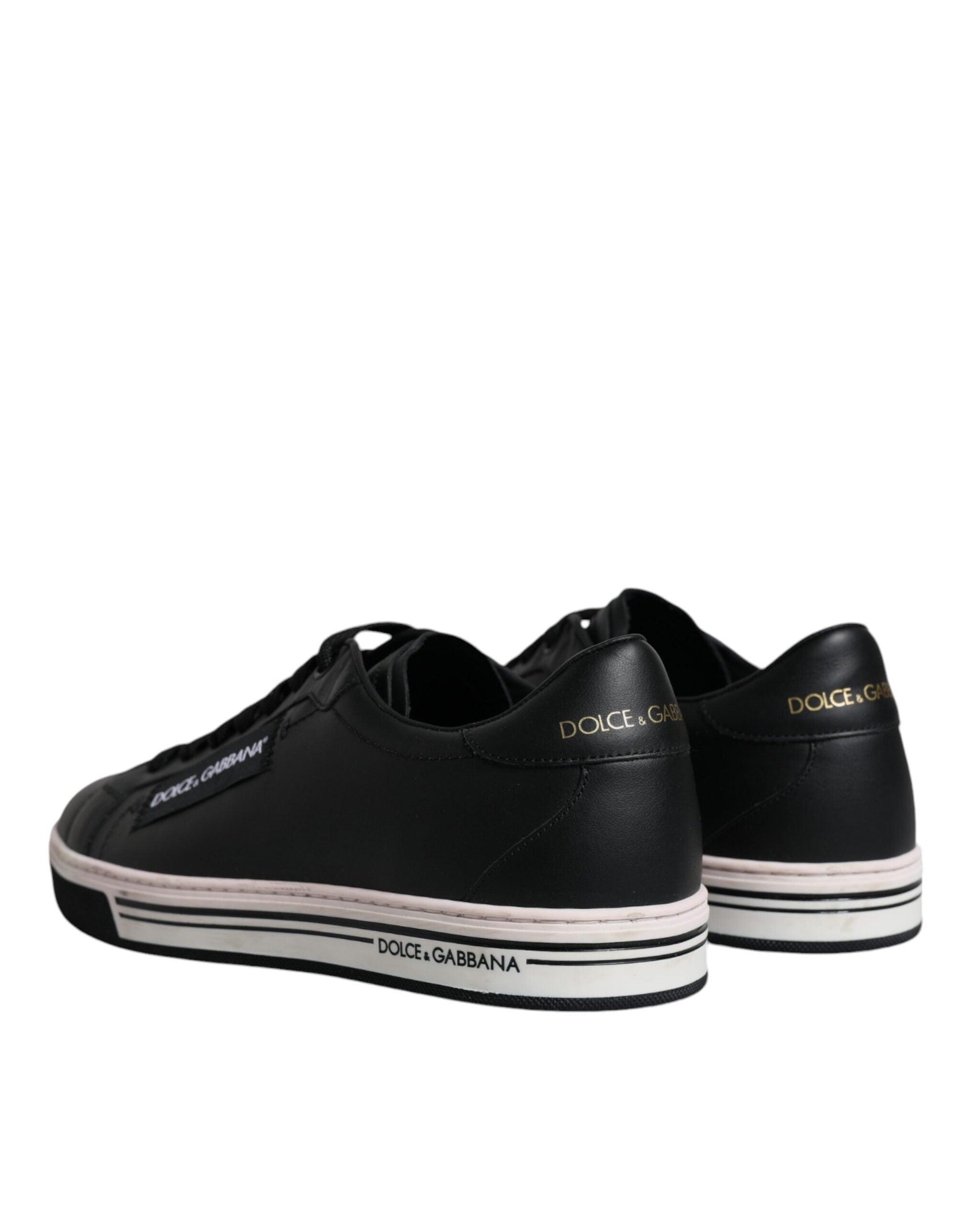 Dolce & Gabbana Black Leather Low Top Men Sneakers Shoes - Arichezz.store