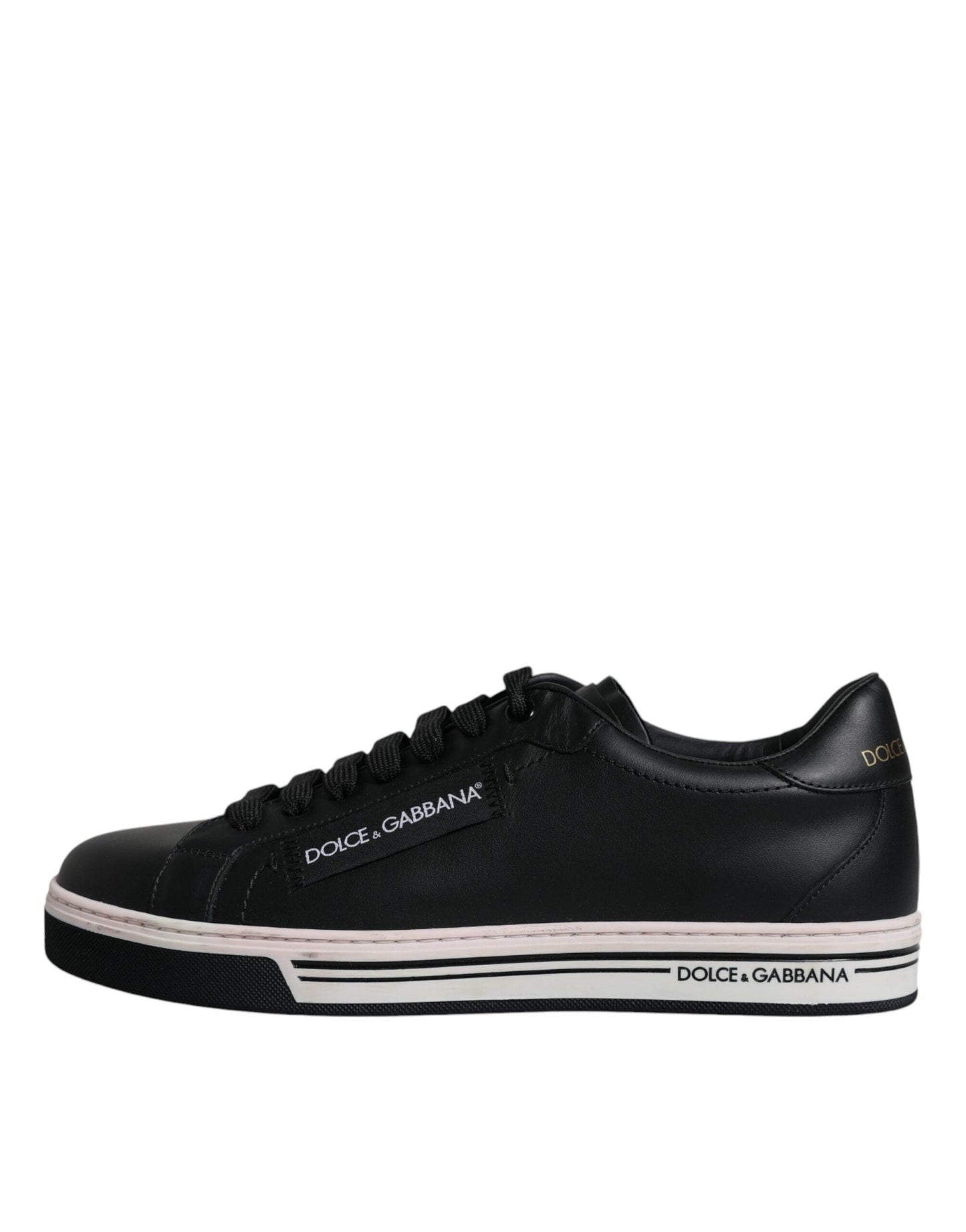 Dolce & Gabbana Black Leather Low Top Men Sneakers Shoes - Arichezz.store