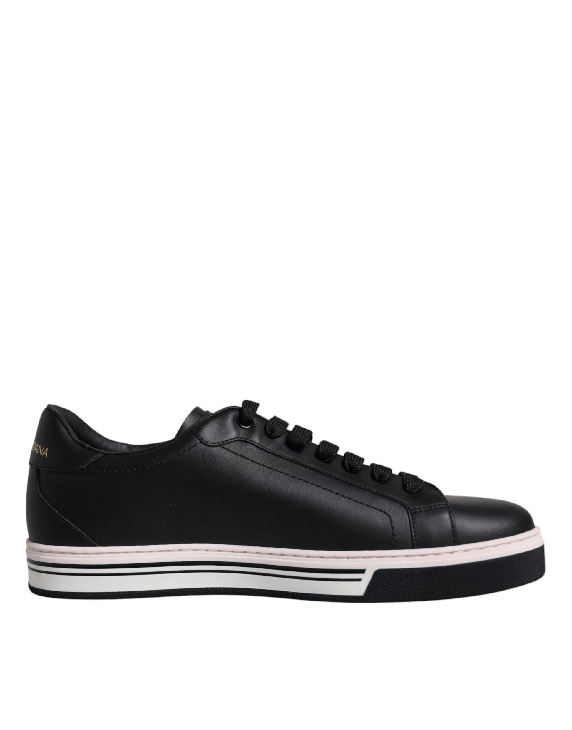 Dolce & Gabbana Black Leather Low Top Men Sneakers Shoes - Arichezz.store