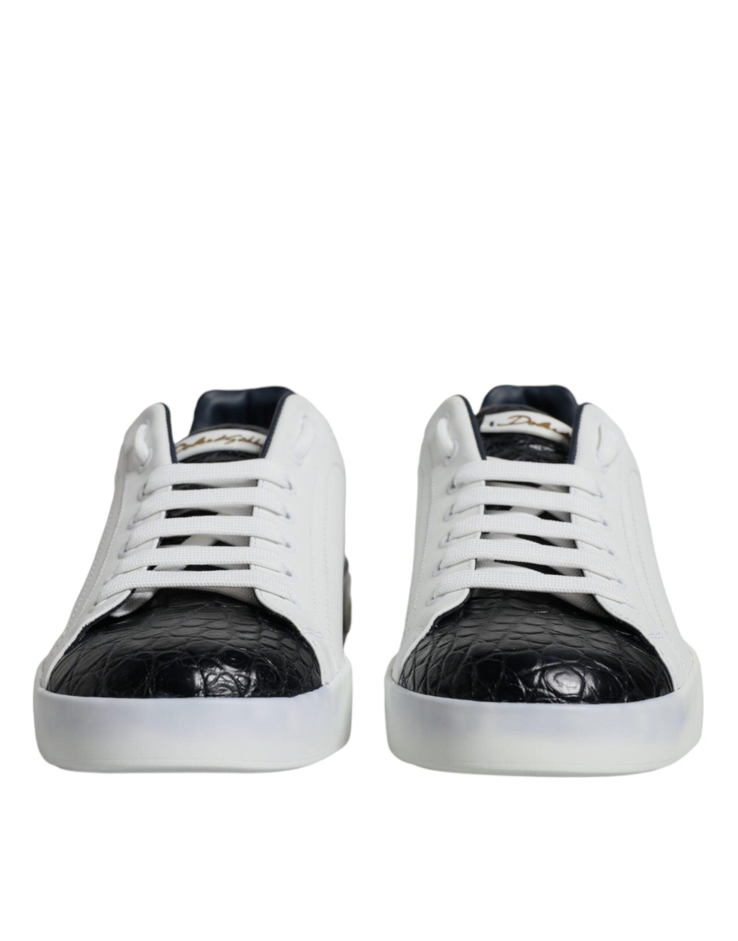 Dolce & Gabbana White Leather Logo Portofino Sneaker Shoes - Arichezz.store