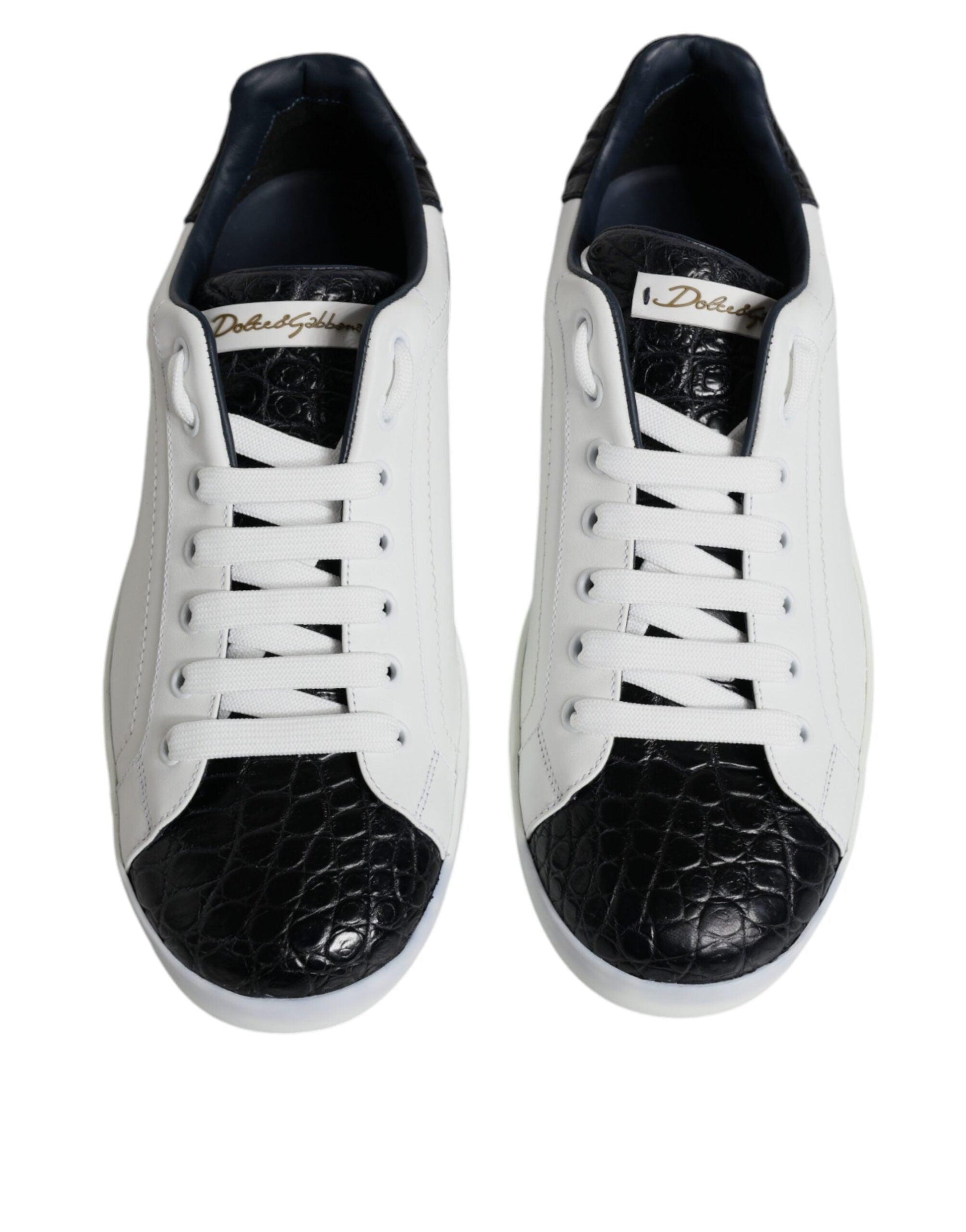 Dolce & Gabbana White Leather Logo Portofino Sneaker Shoes - Arichezz.store