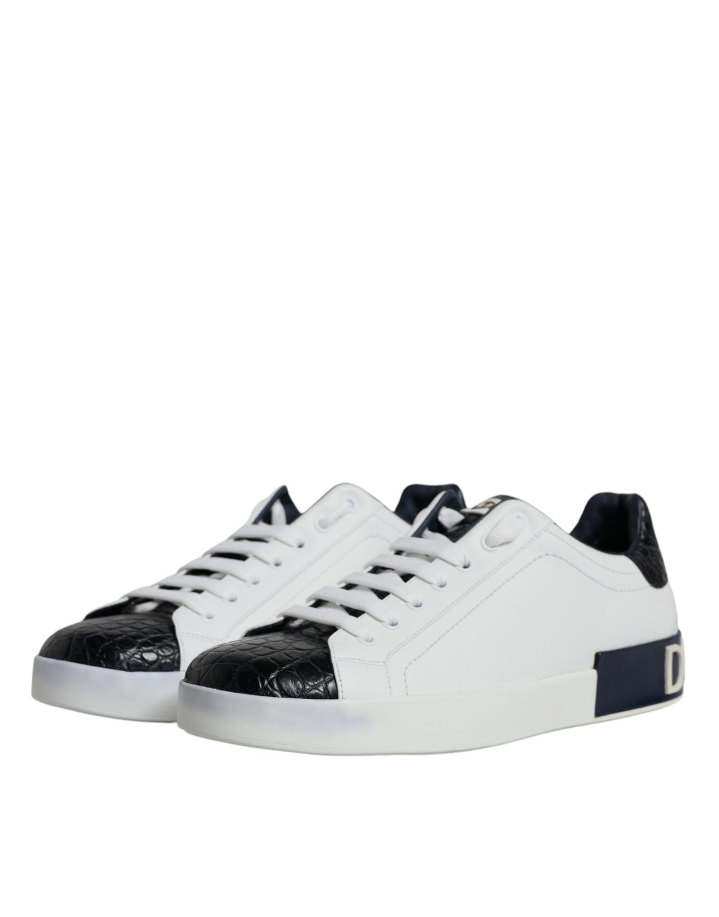 Dolce & Gabbana White Leather Logo Portofino Sneaker Shoes - Arichezz.store