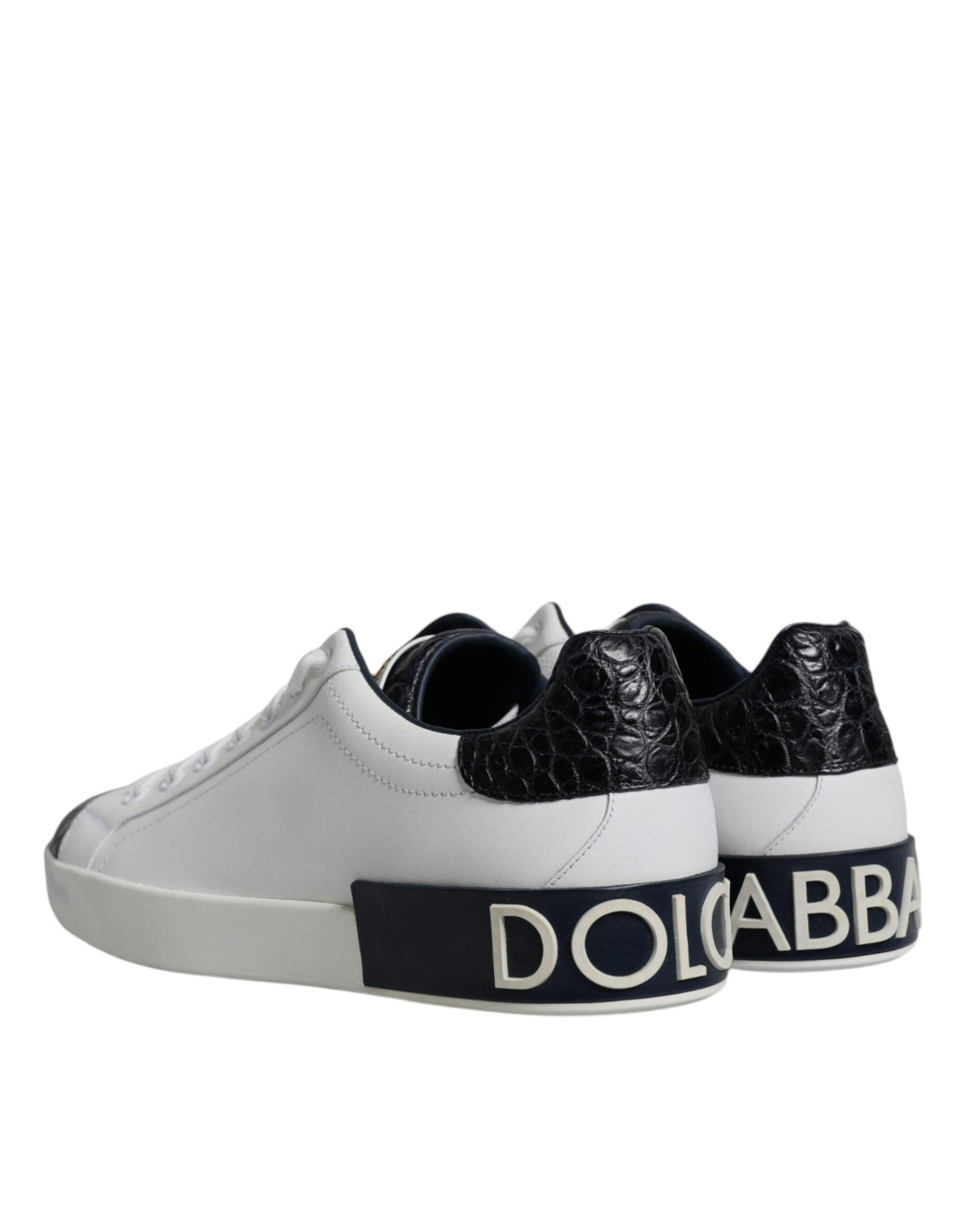 Dolce & Gabbana White Leather Logo Portofino Sneaker Shoes - Arichezz.store