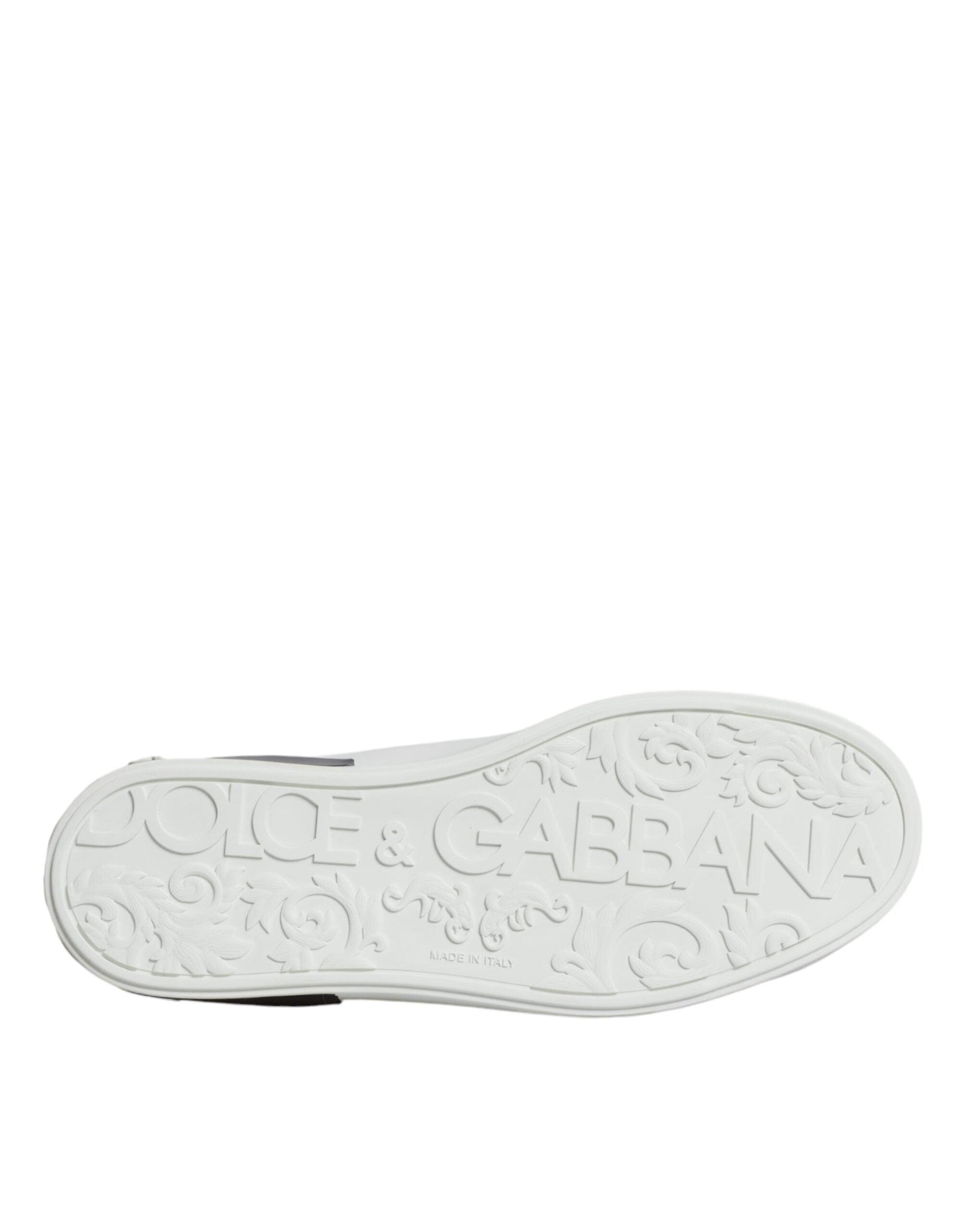 Dolce & Gabbana White Leather Logo Portofino Sneaker Shoes - Arichezz.store