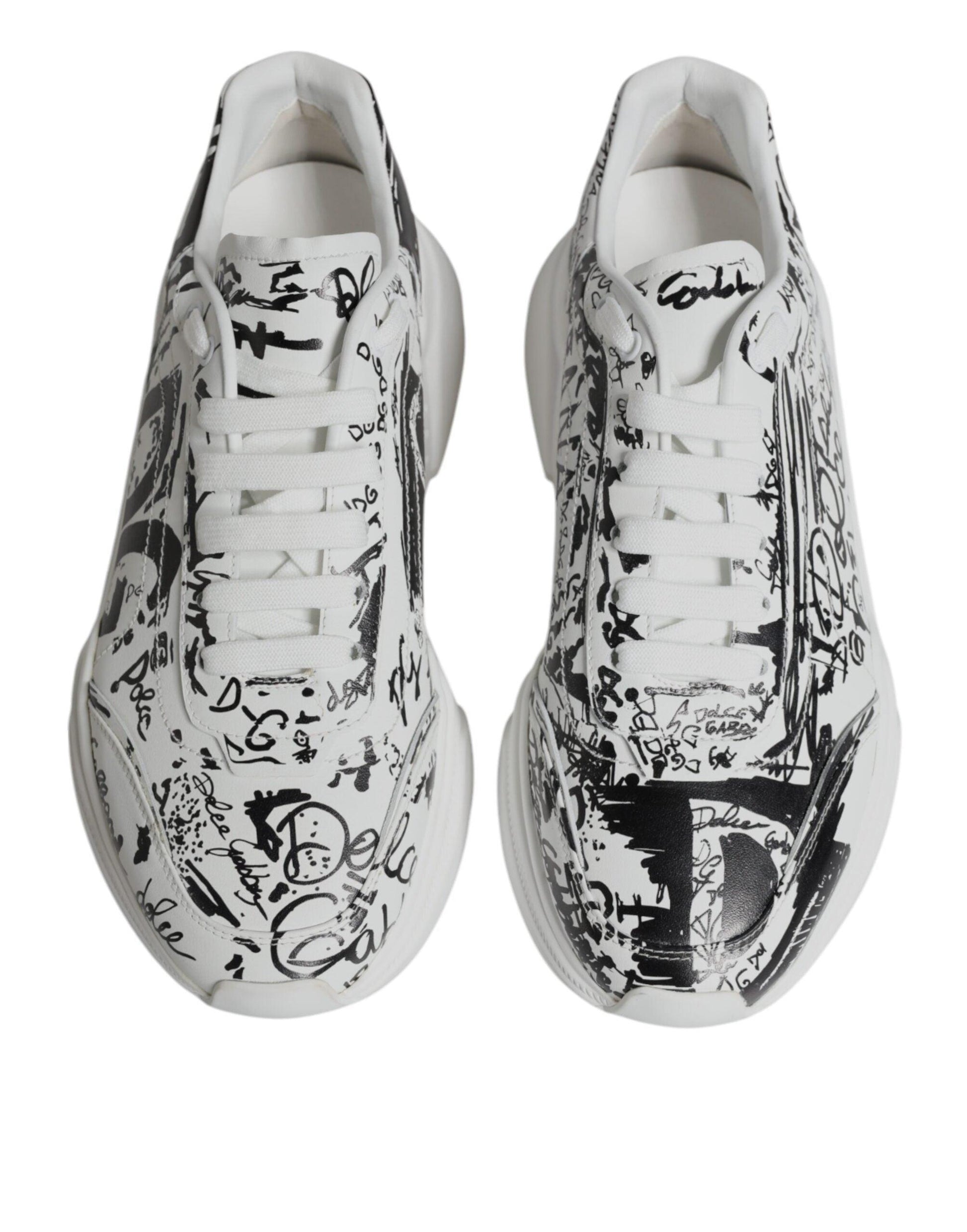 Dolce & Gabbana White Black Graffiti Daymaster Sneakers Shoes - Arichezz.store