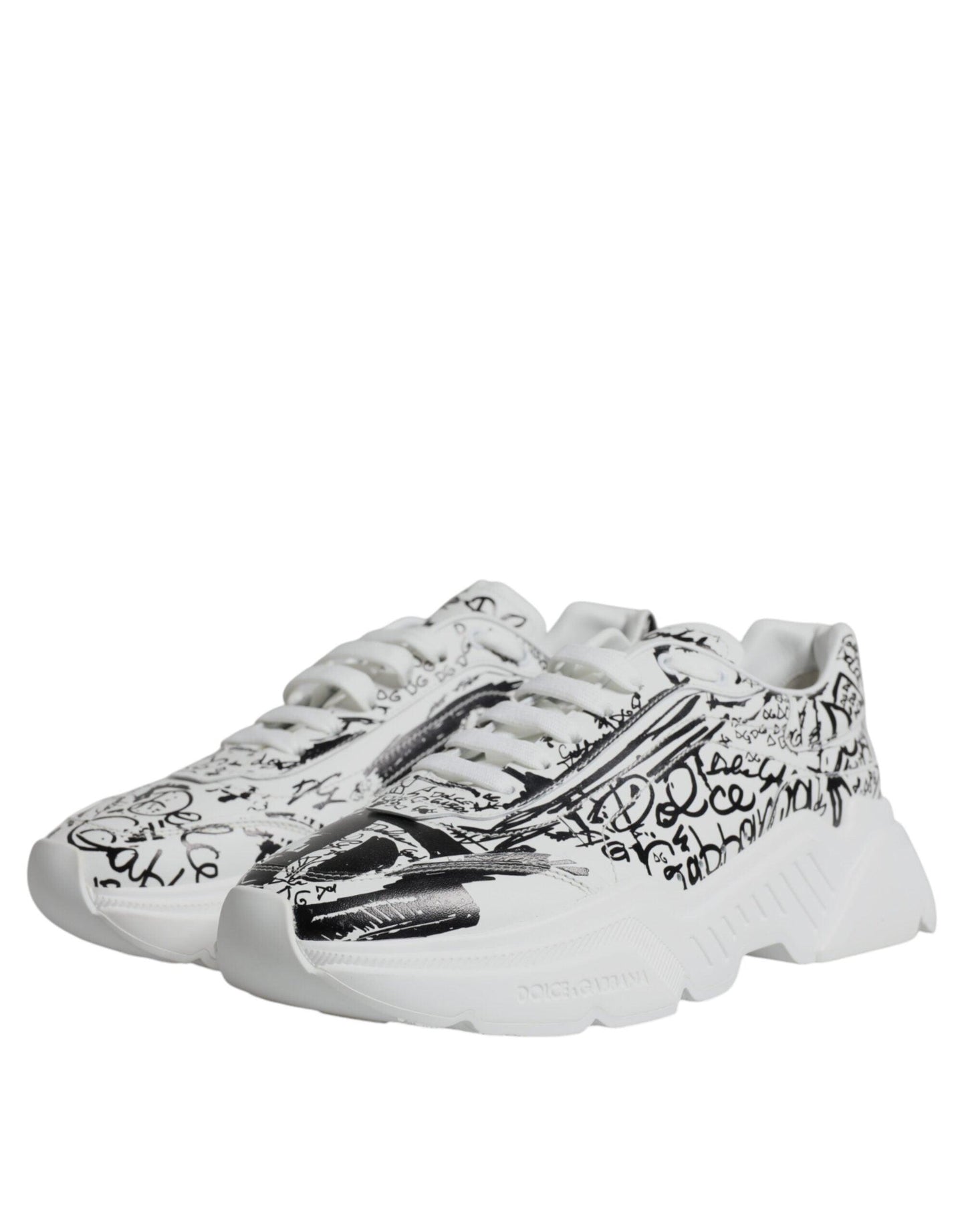 Dolce & Gabbana White Black Graffiti Daymaster Sneakers Shoes - Arichezz.store