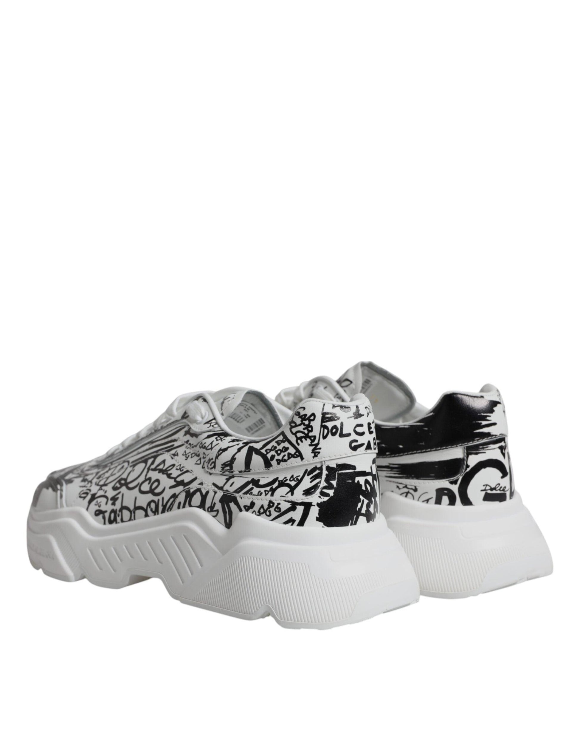 Dolce & Gabbana White Black Graffiti Daymaster Sneakers Shoes - Arichezz.store