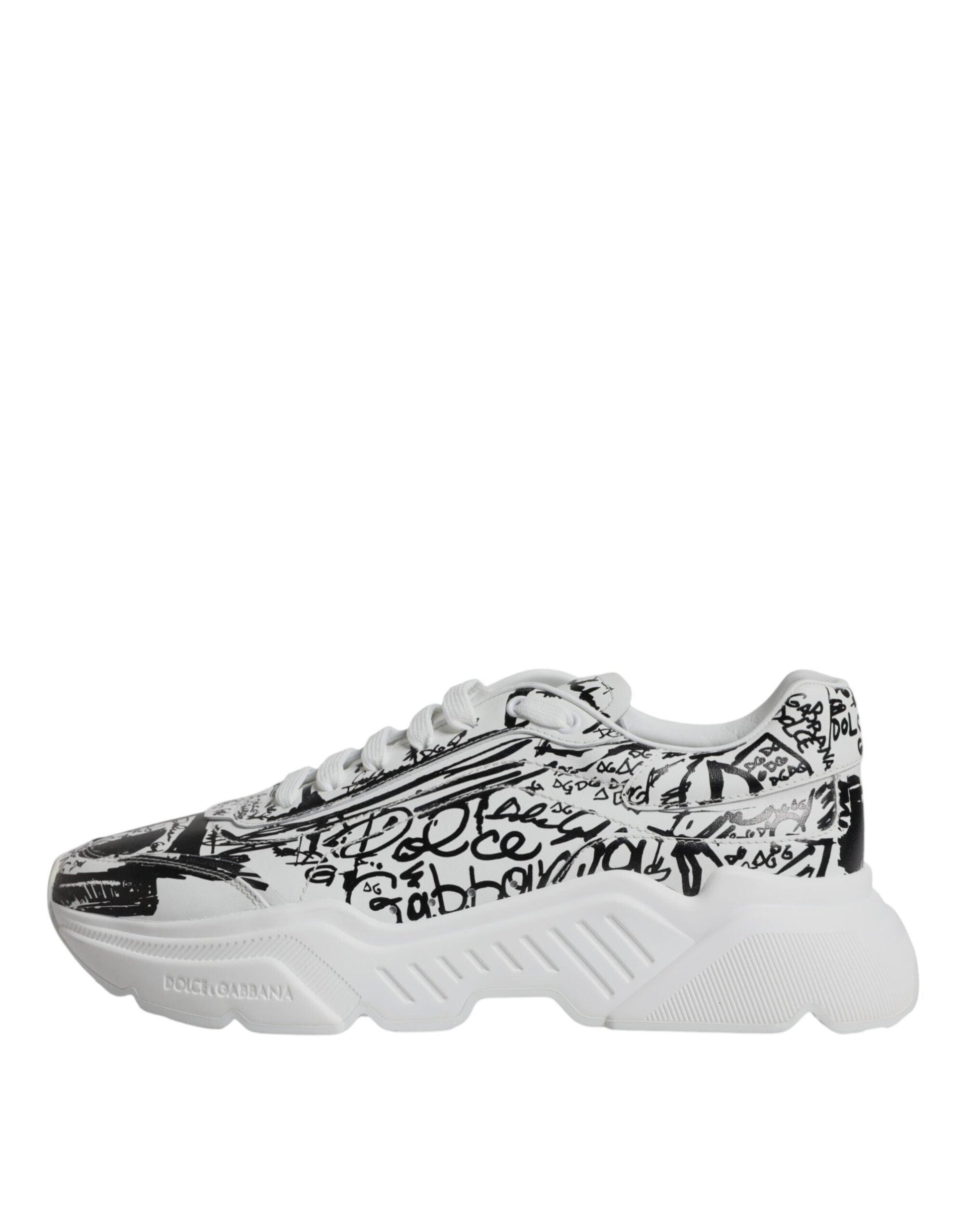 Dolce & Gabbana White Black Graffiti Daymaster Sneakers Shoes - Arichezz.store