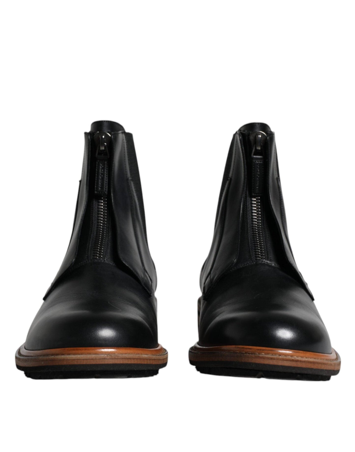 Dolce & Gabbana Black Leather Chelsea Mid Calf Men Boots Shoes - Arichezz.store