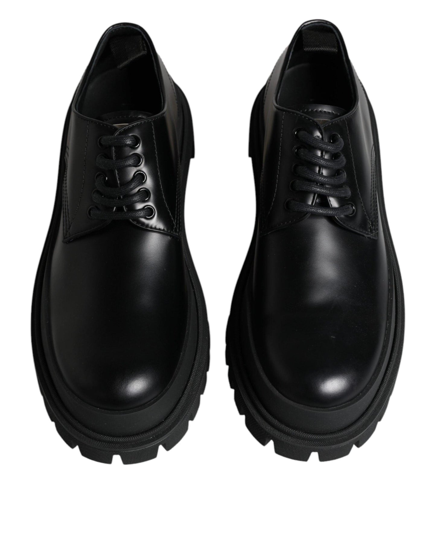 Dolce & Gabbana Black Leather Lace Up Trekking Dress Shoes - Arichezz.store