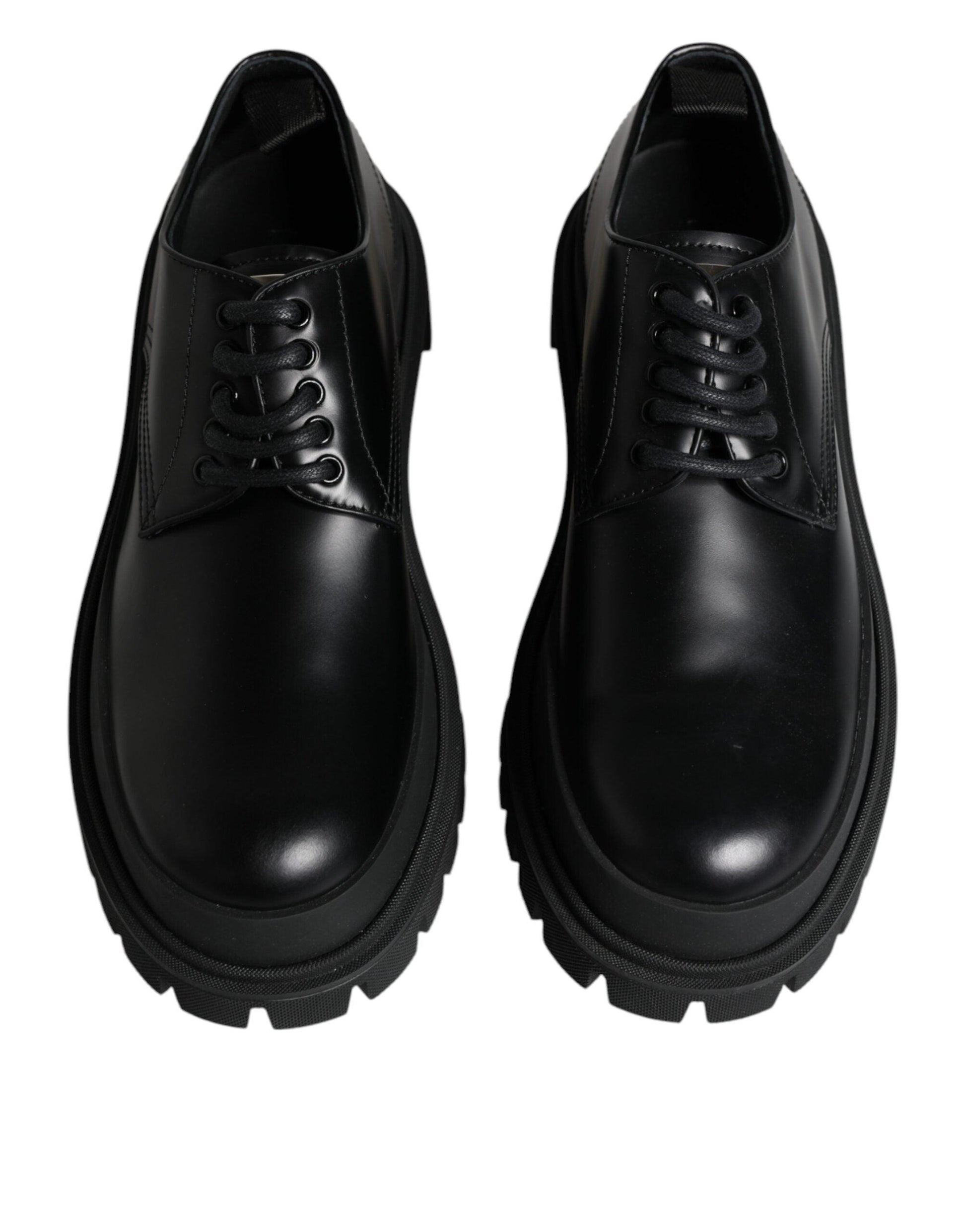 Dolce & Gabbana Black Leather Lace Up Trekking Dress Shoes - Arichezz.store