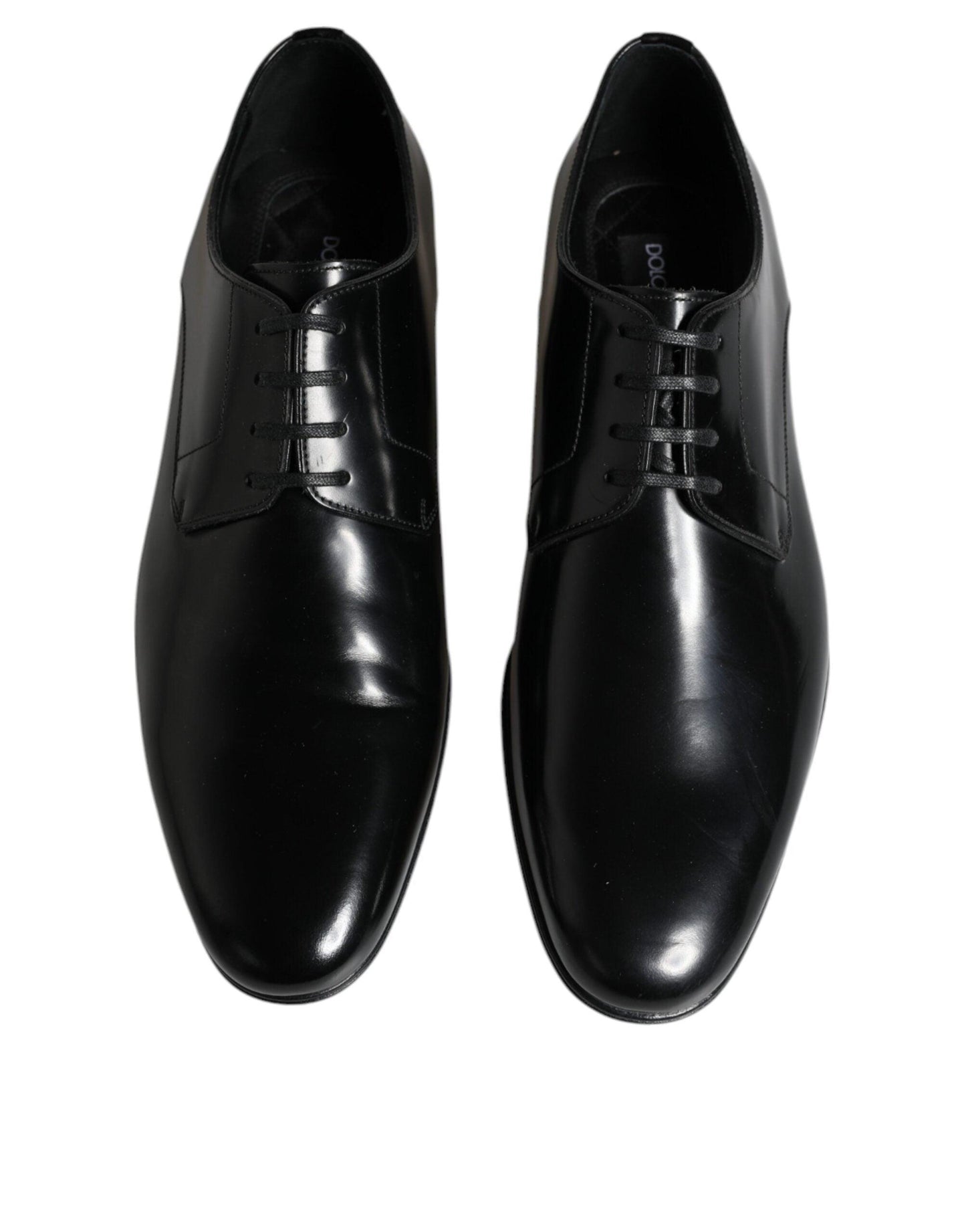 Dolce & Gabbana Black Leather Lace Up Men Derby Formal Shoes - Arichezz.store