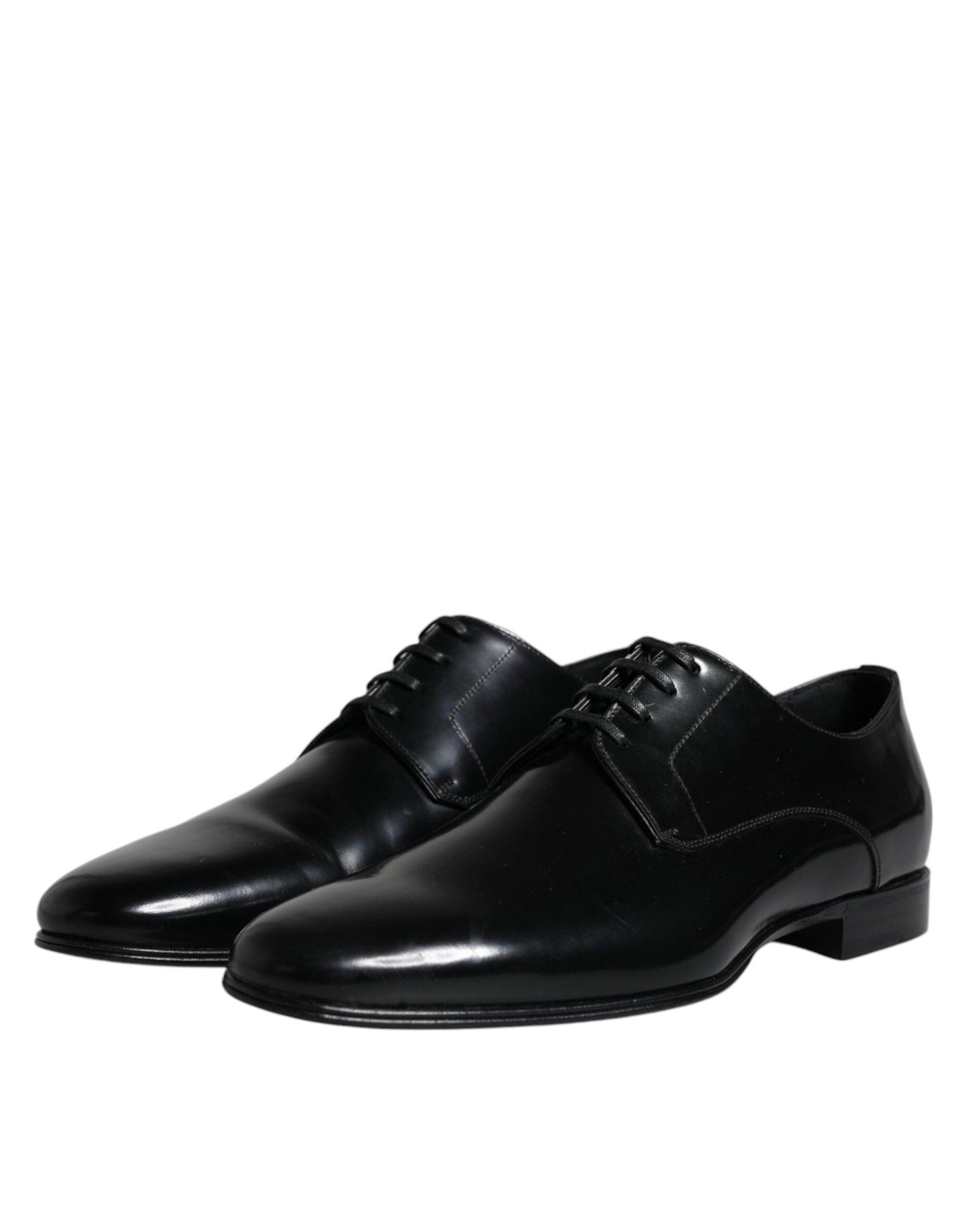 Dolce & Gabbana Black Leather Lace Up Men Derby Formal Shoes - Arichezz.store