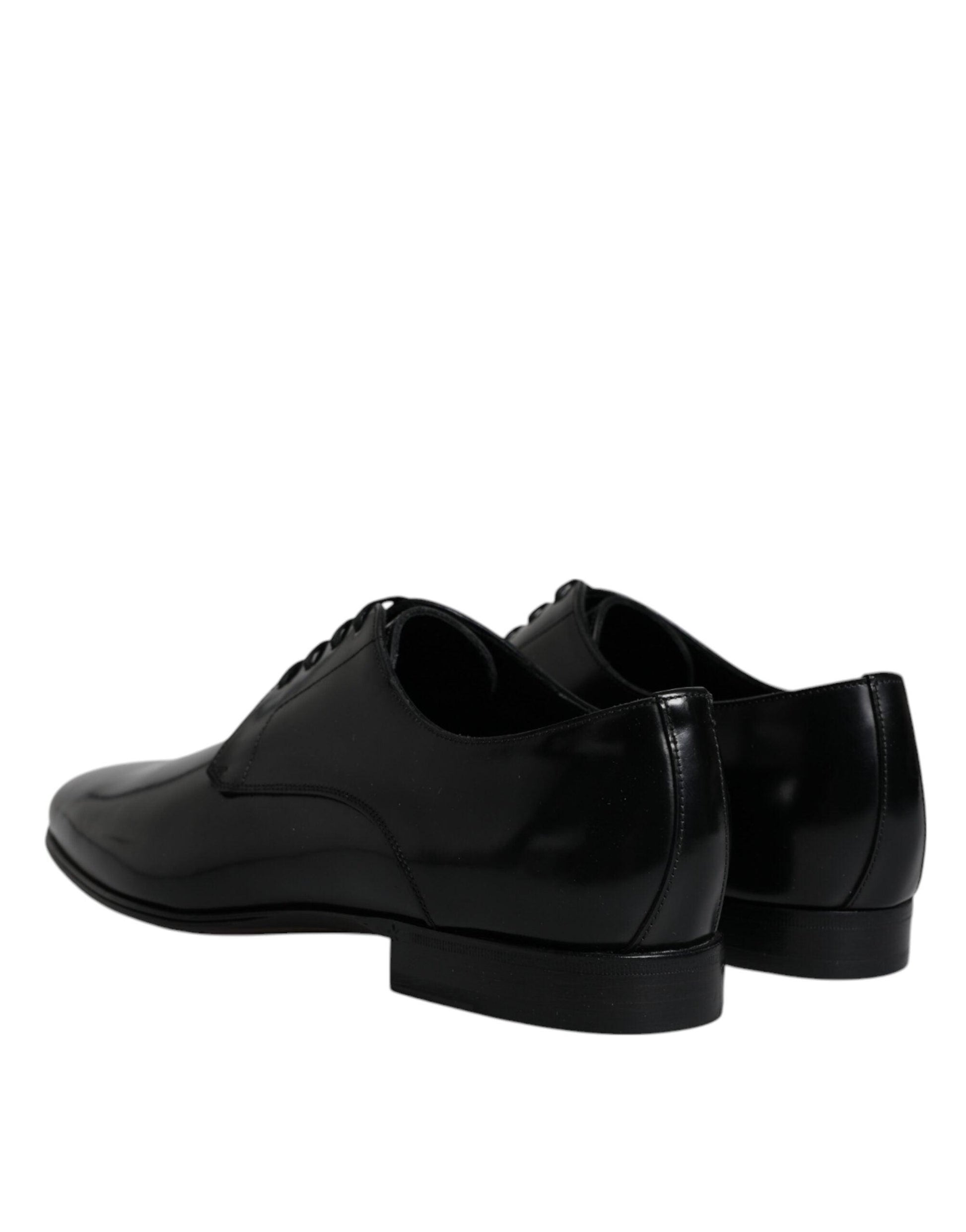 Dolce & Gabbana Black Leather Lace Up Men Derby Formal Shoes - Arichezz.store