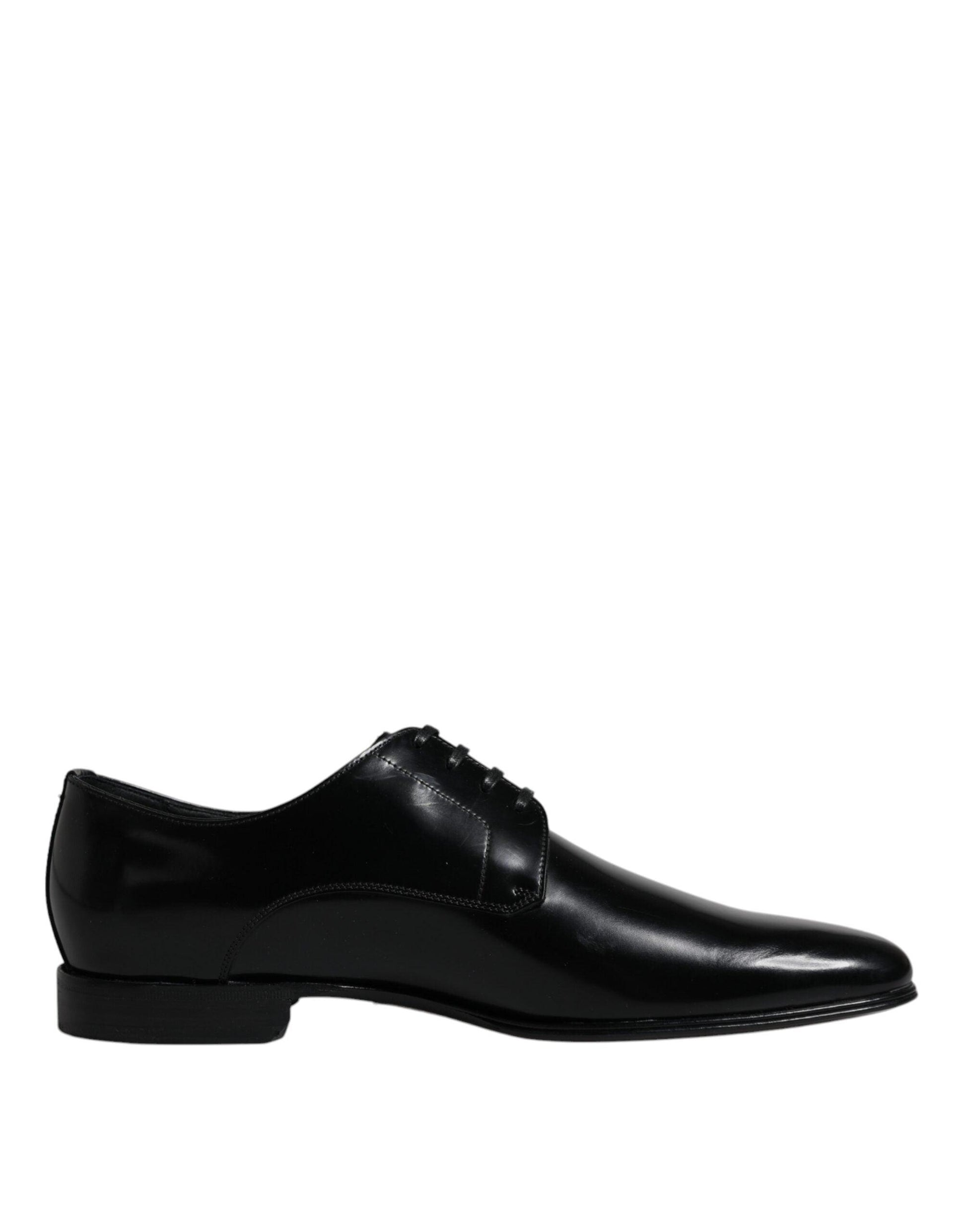 Dolce & Gabbana Black Leather Lace Up Men Derby Formal Shoes - Arichezz.store