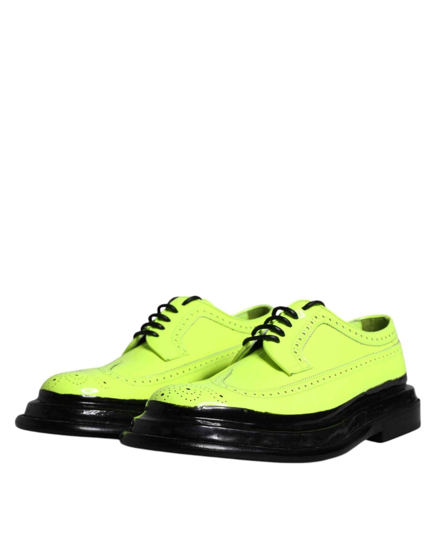 Dolce & Gabbana Neon Green Leather Lace Up Derby Dress Shoes - Arichezz.store