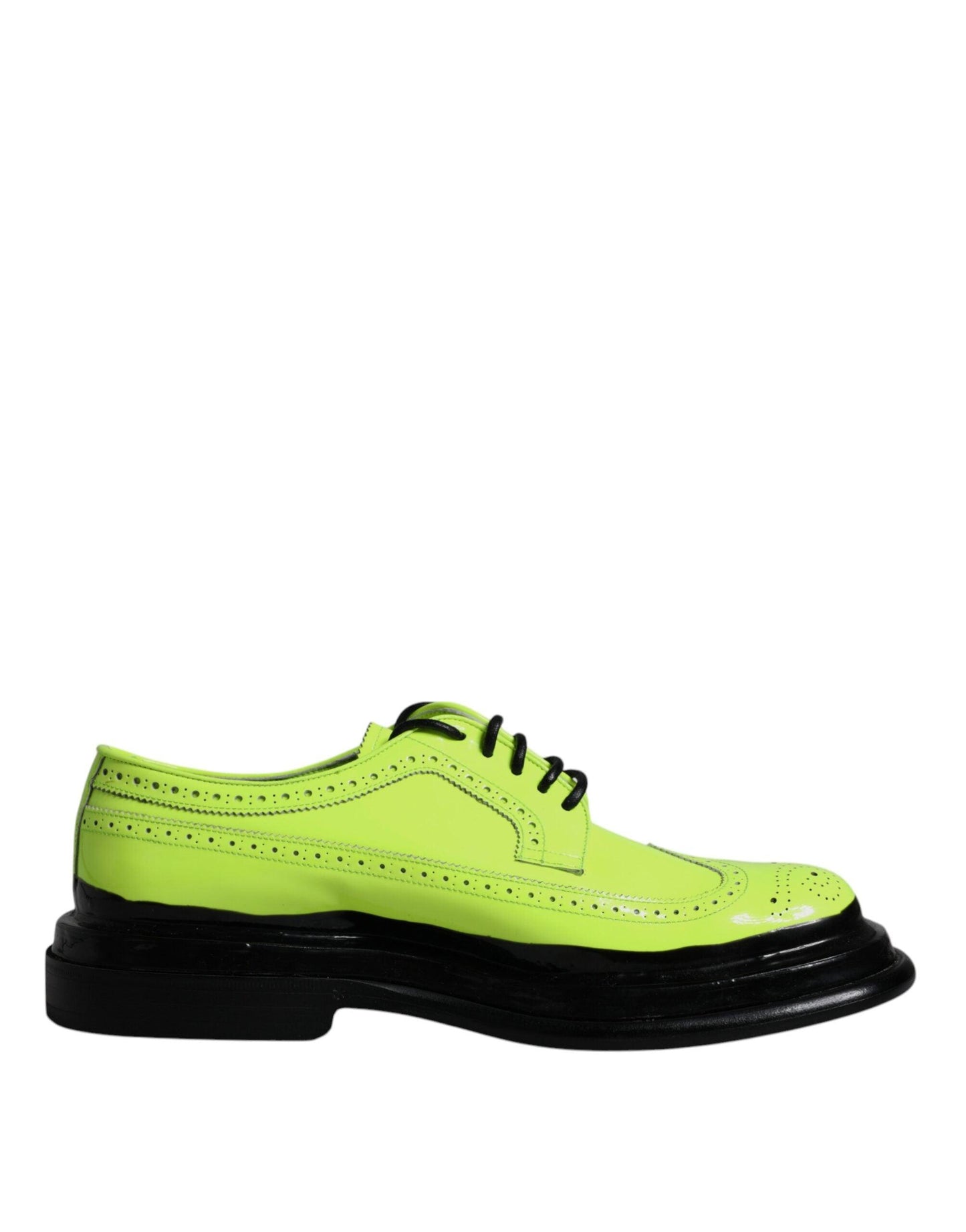 Dolce & Gabbana Neon Green Leather Lace Up Derby Dress Shoes - Arichezz.store