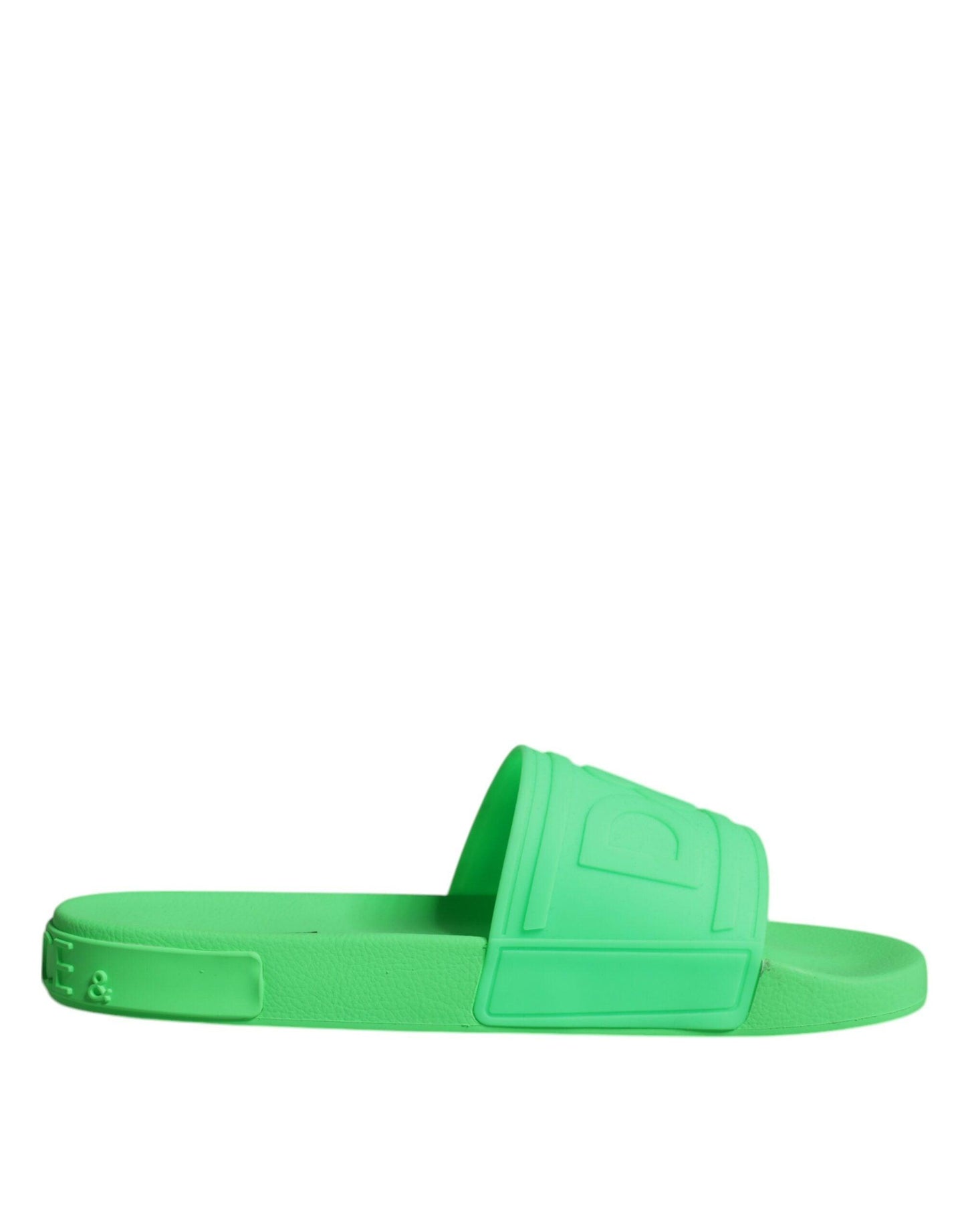 Dolce & Gabbana Green Leather Slides Sandals Beachwear Shoes - Arichezz.store