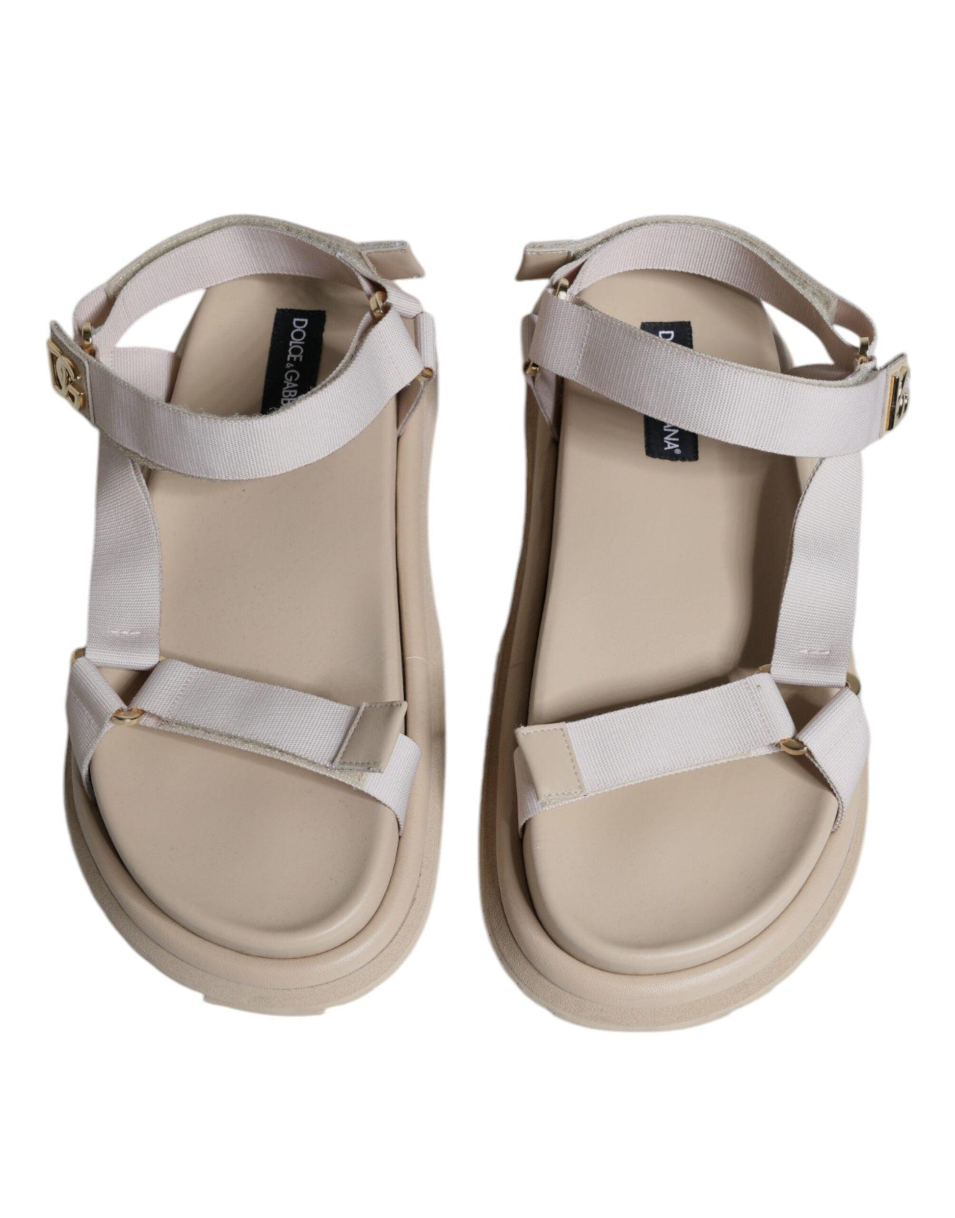 Dolce & Gabbana Beige Nappa Devotion Strap Men Sandals Shoes - Arichezz.store