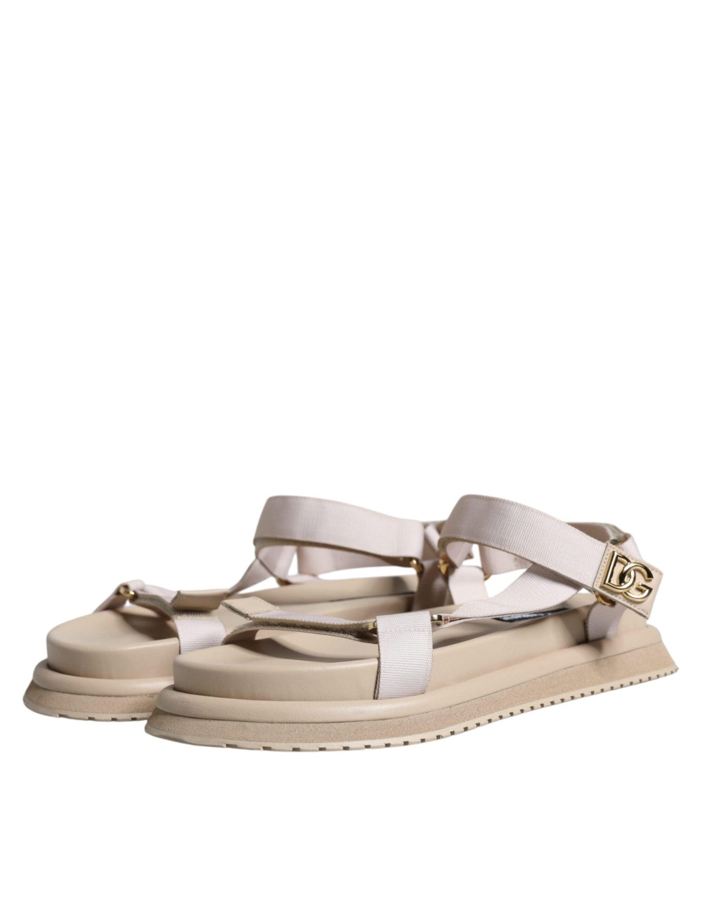 Dolce & Gabbana Beige Nappa Devotion Strap Men Sandals Shoes - Arichezz.store