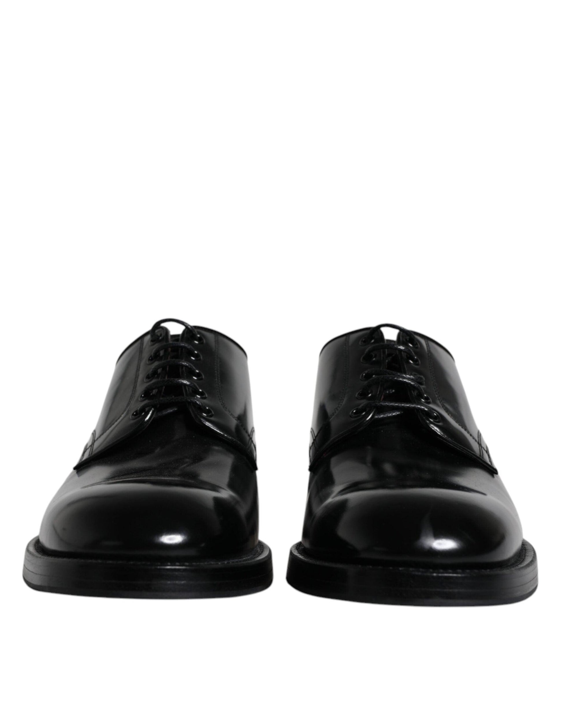 Dolce & Gabbana Black Leather Lace Up Men Derby Formal Shoes - Arichezz.store