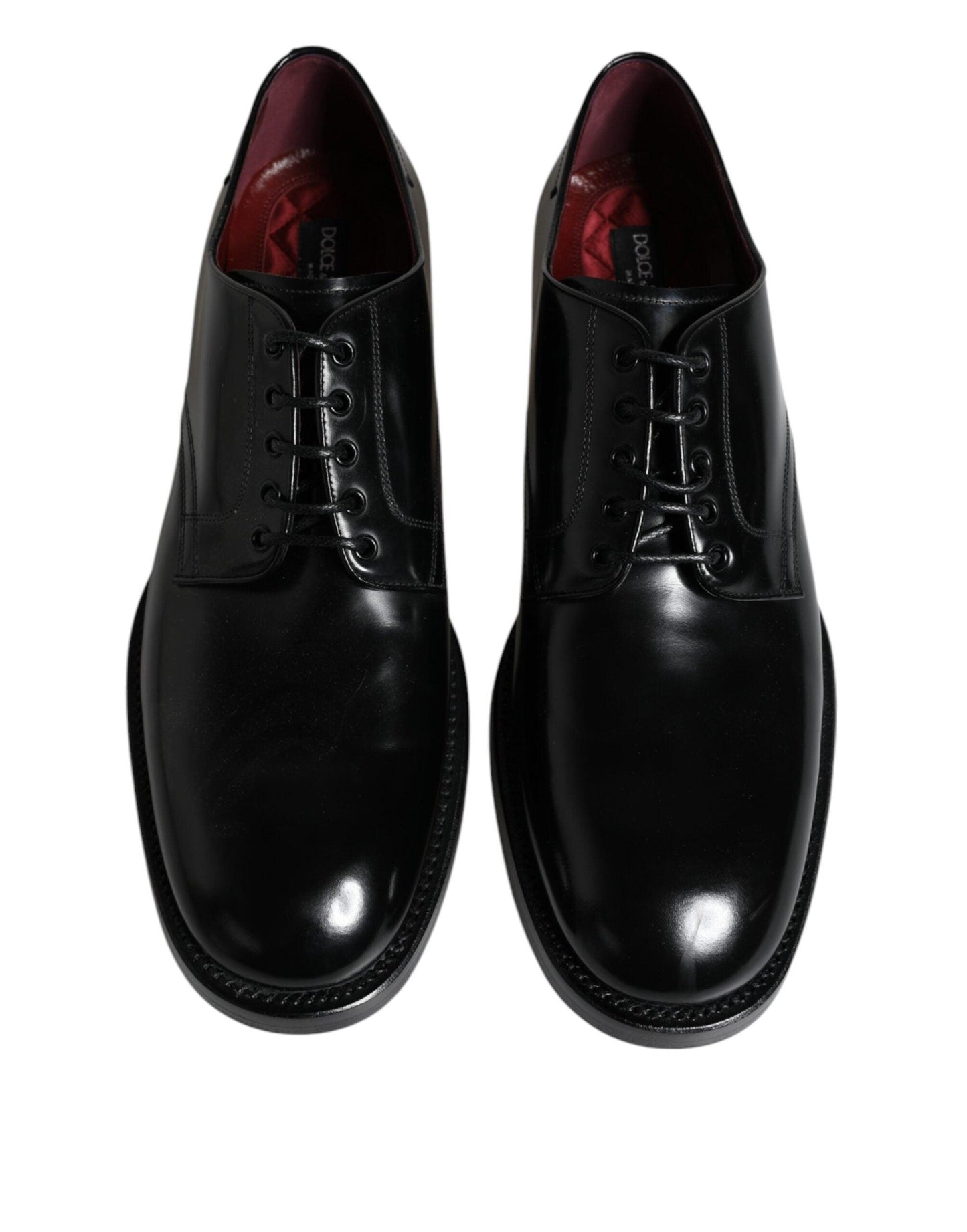 Dolce & Gabbana Black Leather Lace Up Men Derby Formal Shoes - Arichezz.store