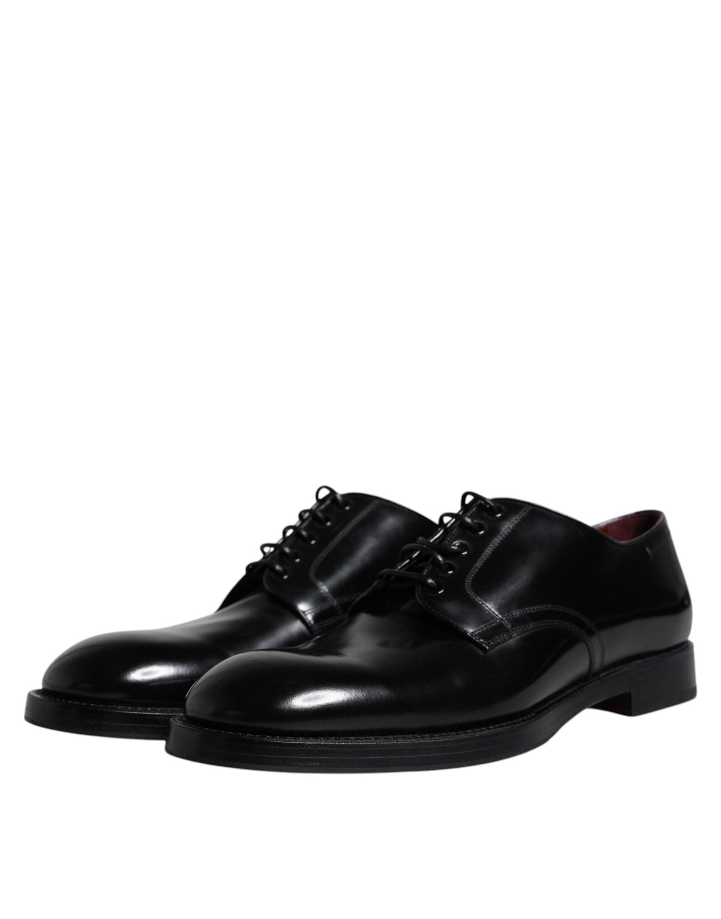 Dolce & Gabbana Black Leather Lace Up Men Derby Formal Shoes - Arichezz.store