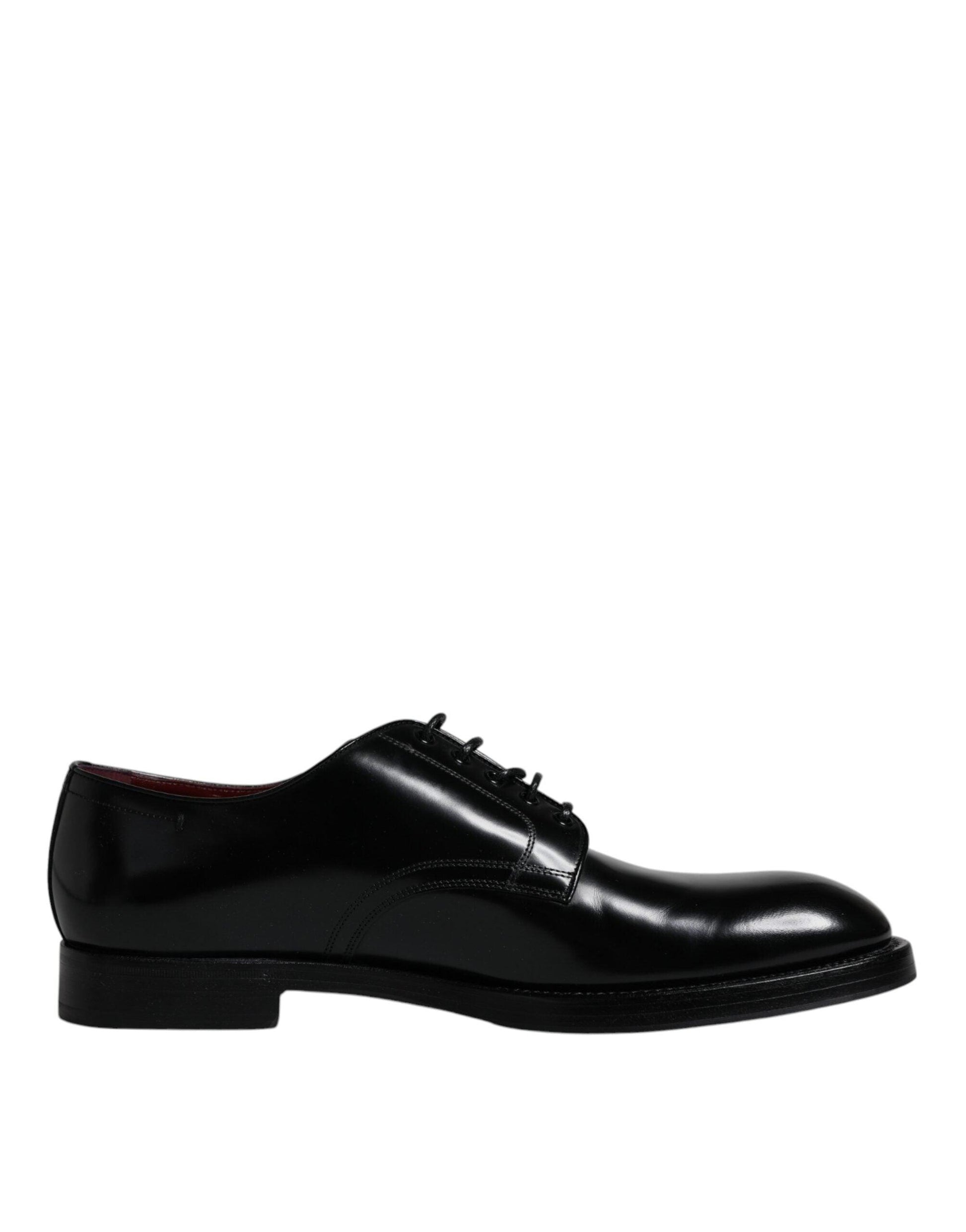 Dolce & Gabbana Black Leather Lace Up Men Derby Formal Shoes - Arichezz.store