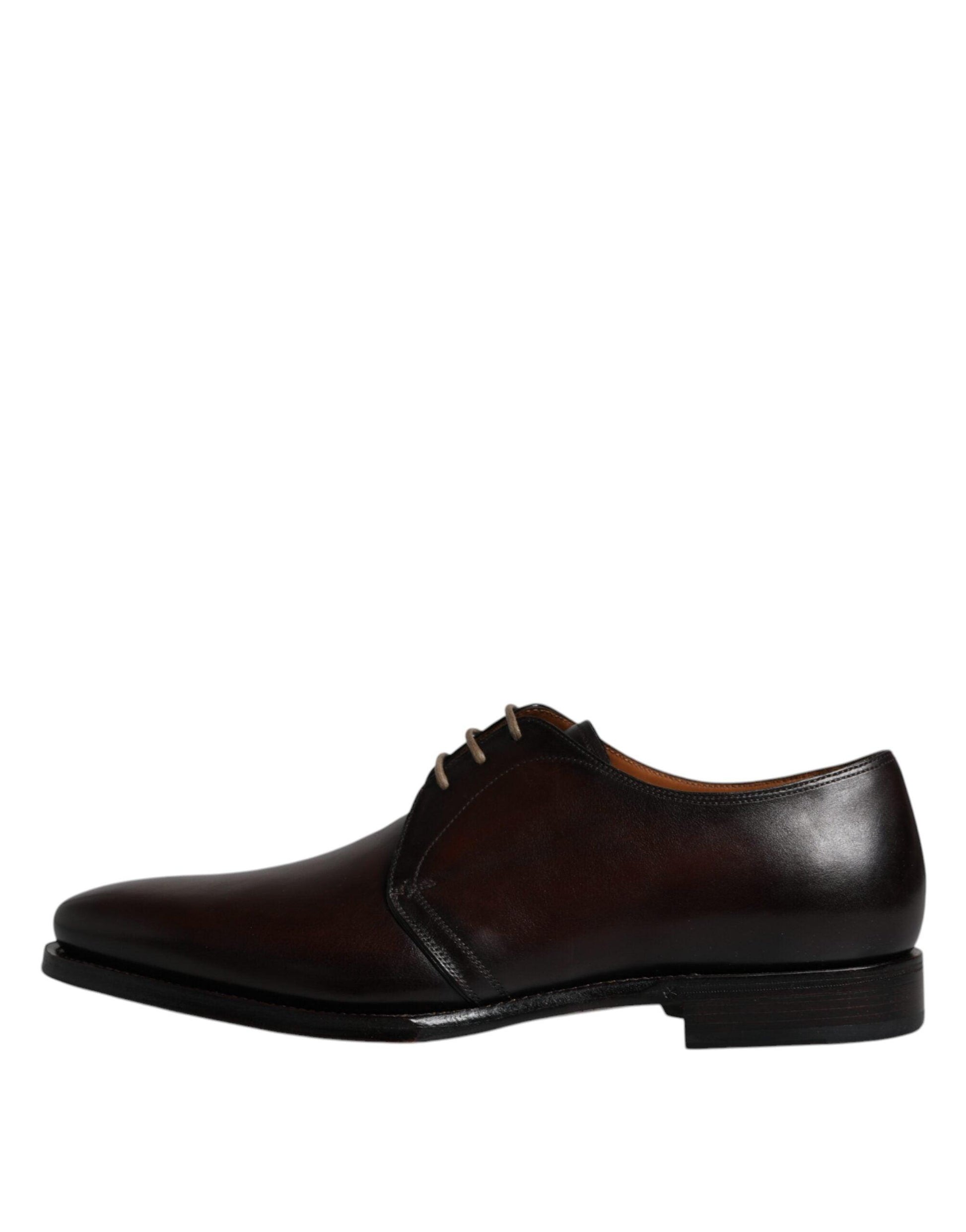 Dolce & Gabbana Black Leather Lace Up Men Derby Formal Shoes - Arichezz.store