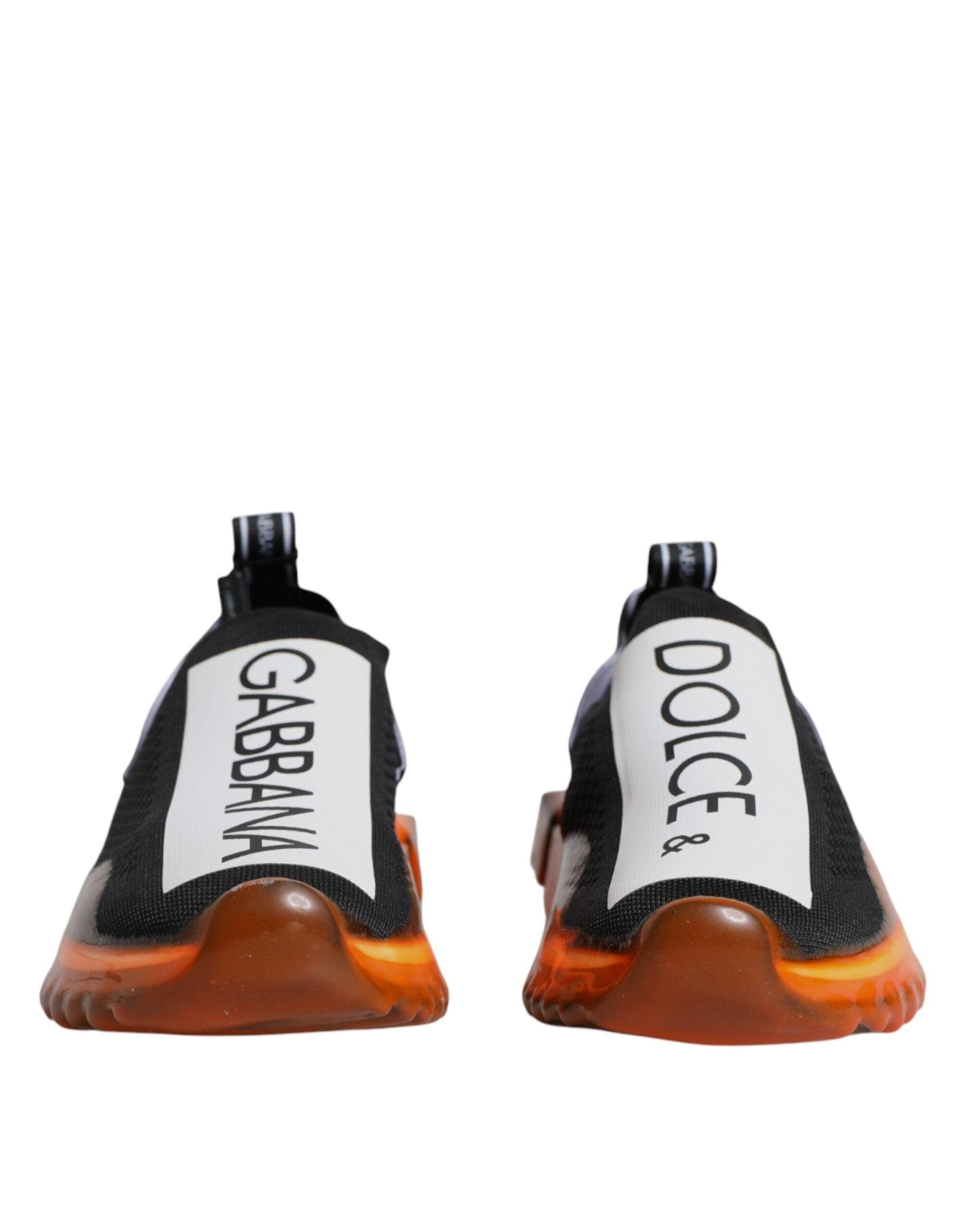 Dolce & Gabbana Black Orange Sorrento Slip On Sneakers Shoes - Arichezz.store