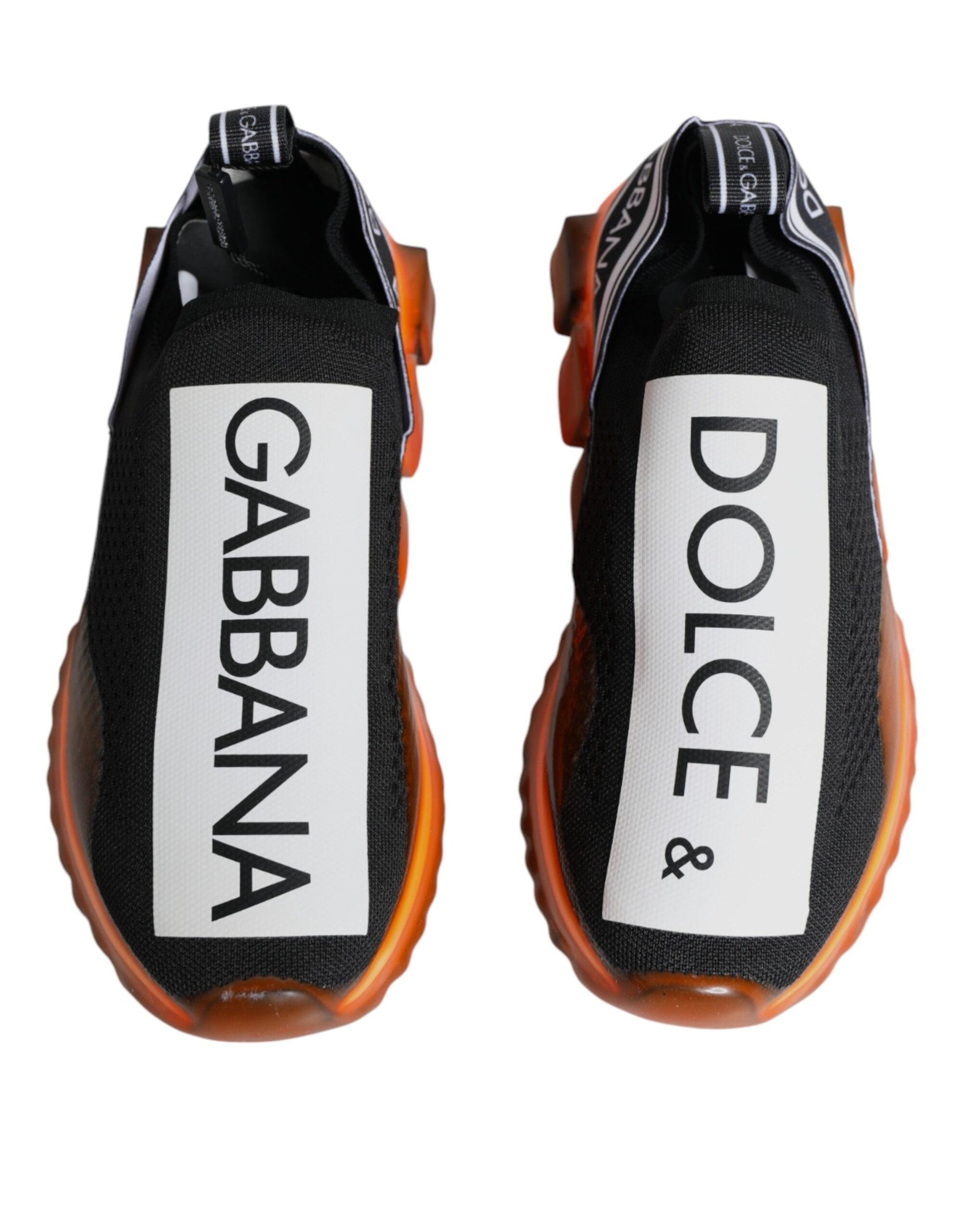 Dolce & Gabbana Black Orange Sorrento Slip On Sneakers Shoes - Arichezz.store