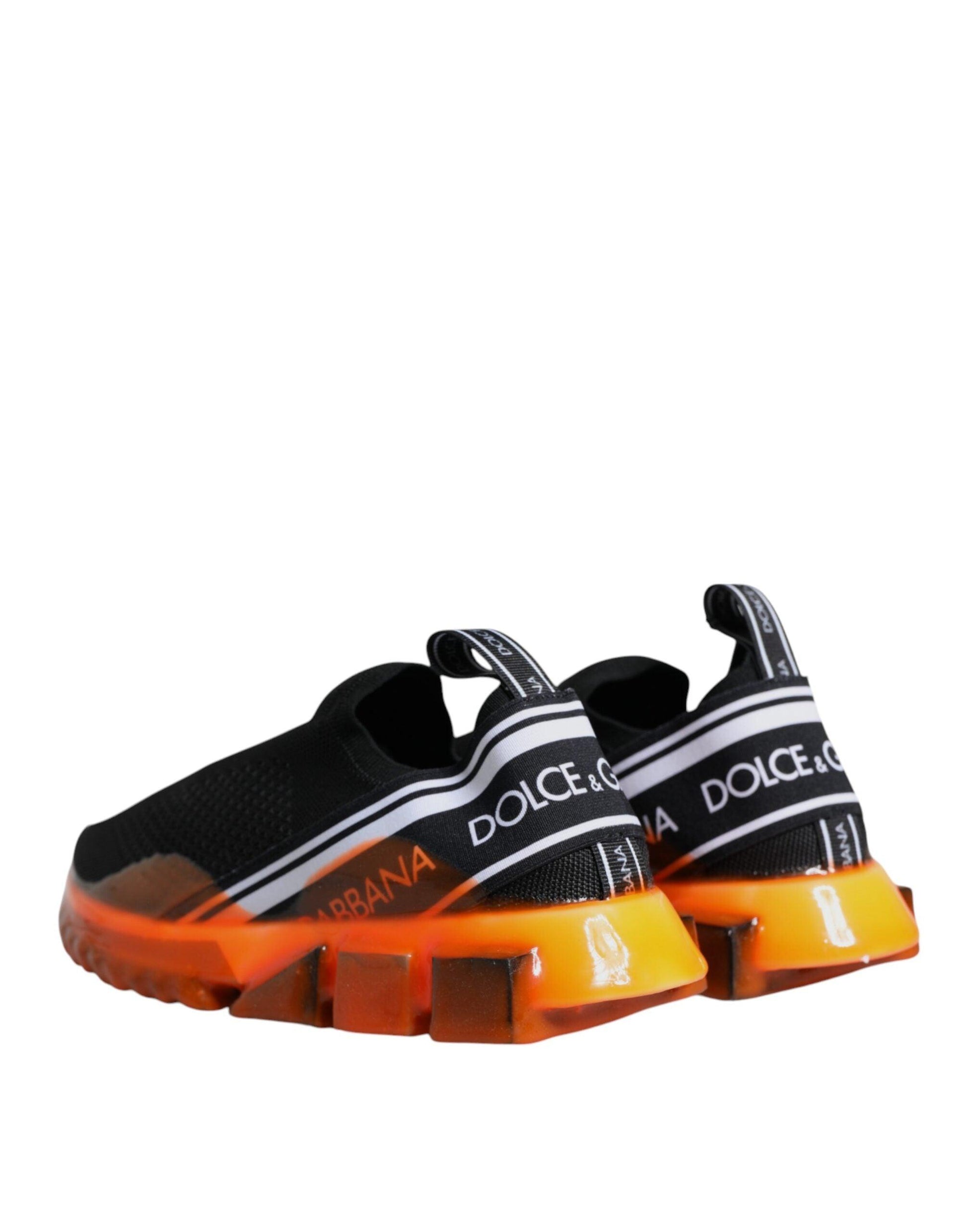 Dolce & Gabbana Black Orange Sorrento Slip On Sneakers Shoes - Arichezz.store