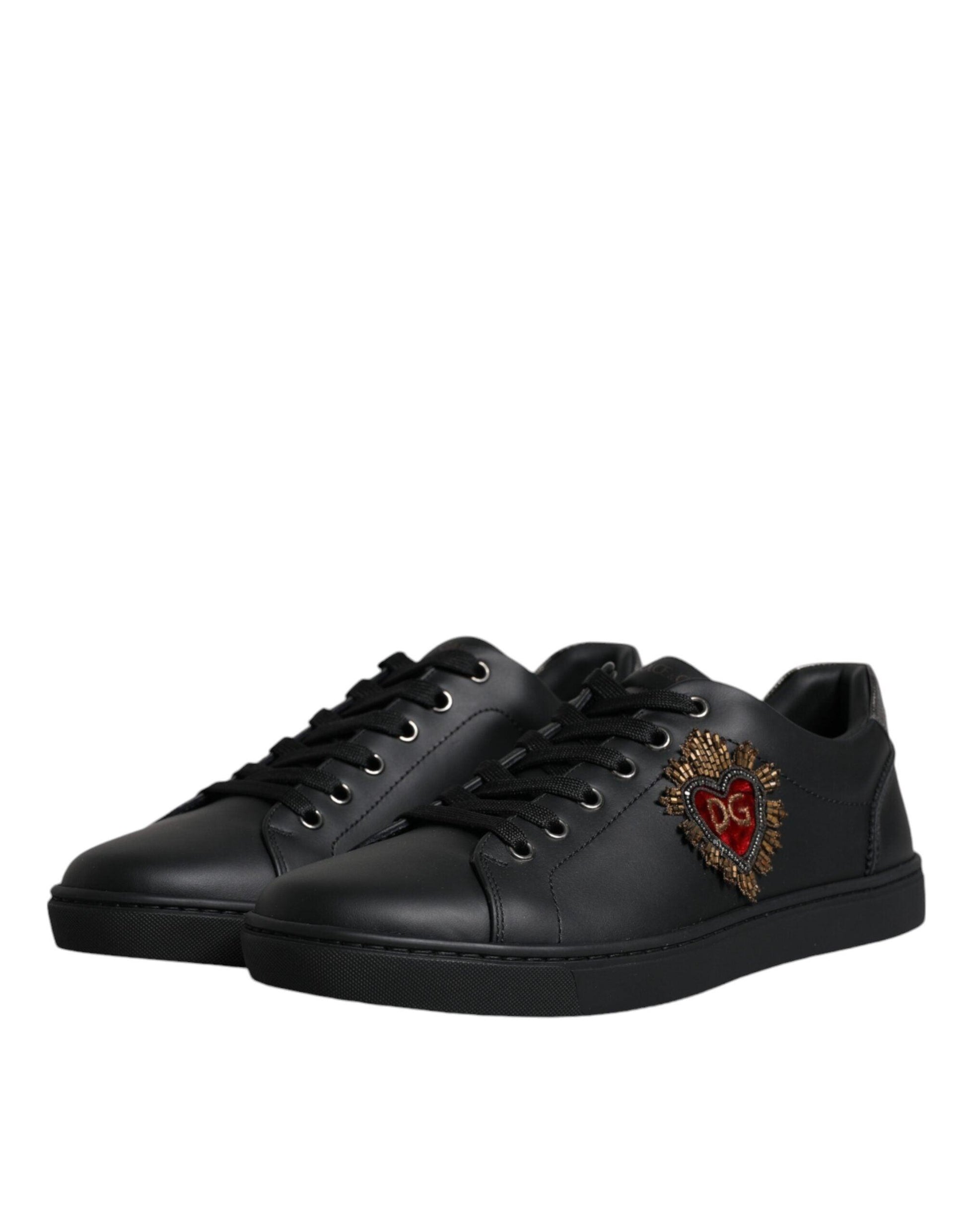 Dolce & Gabbana Black London Sacred Heart Men Sneakers Shoes - Arichezz.store