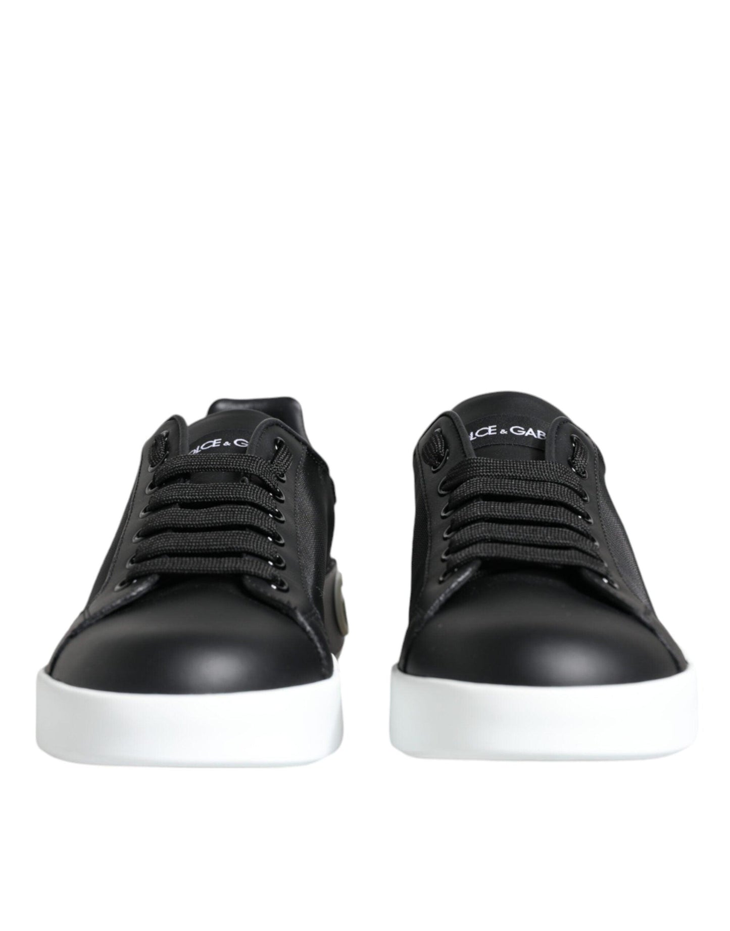 Dolce & Gabbana Black Calf Leather Portofino Sneakers Shoes - Arichezz.store