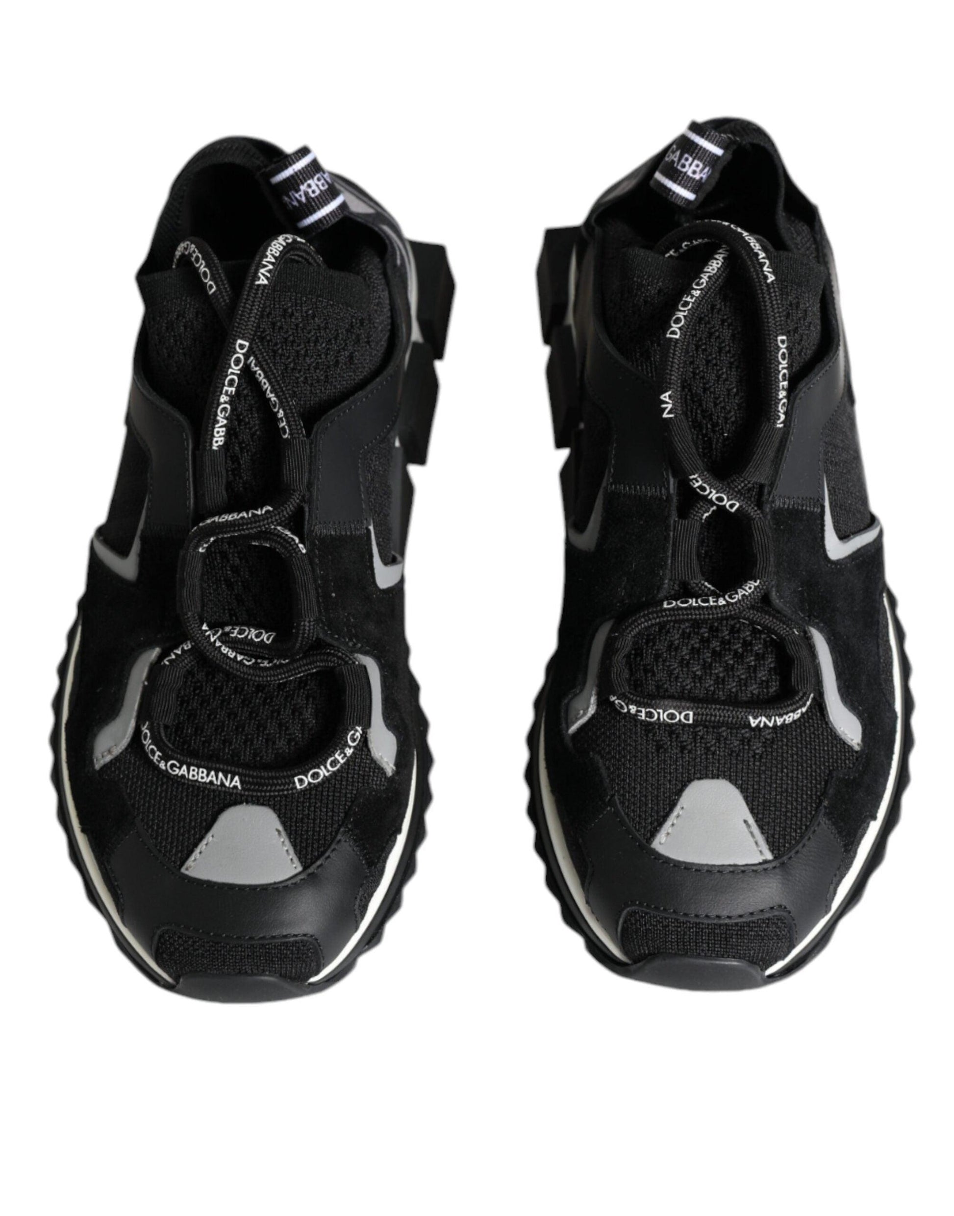 Dolce & Gabbana Black Mesh Sorrento Trekking Sneakers Shoes - Arichezz.store