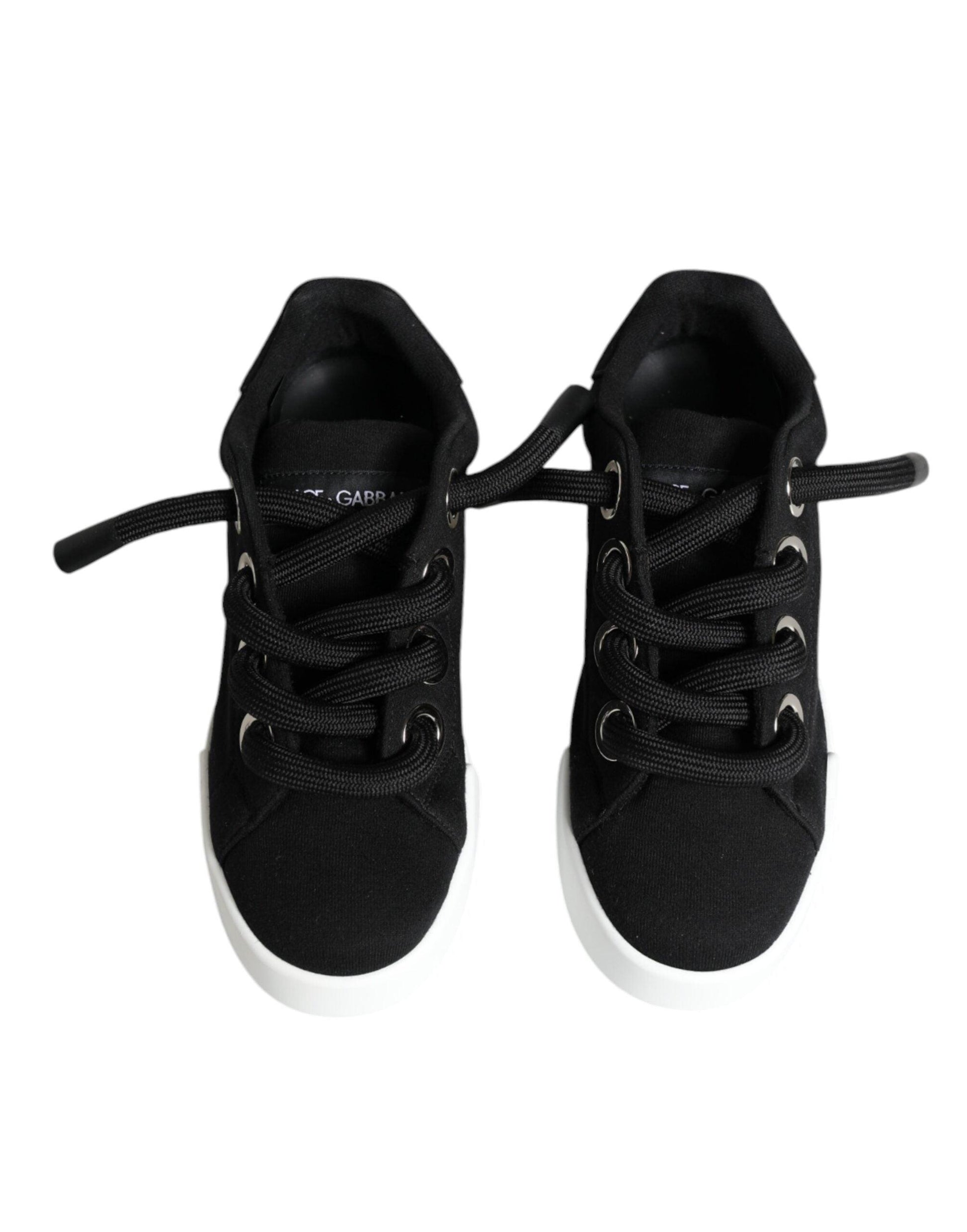 Dolce & Gabbana Black Portofino Low Top Sneakers Shoes - Arichezz.store