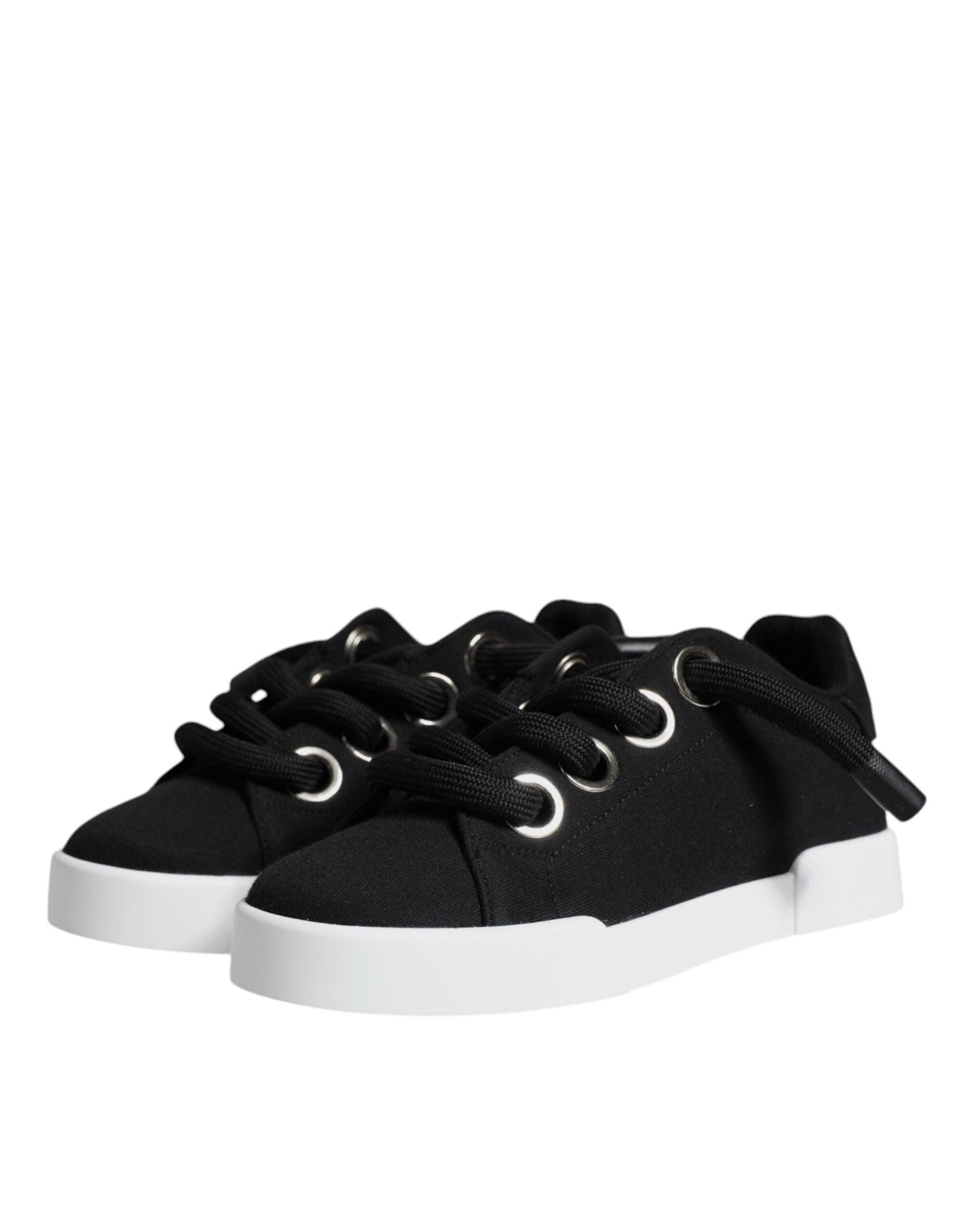 Dolce & Gabbana Black Portofino Low Top Sneakers Shoes - Arichezz.store