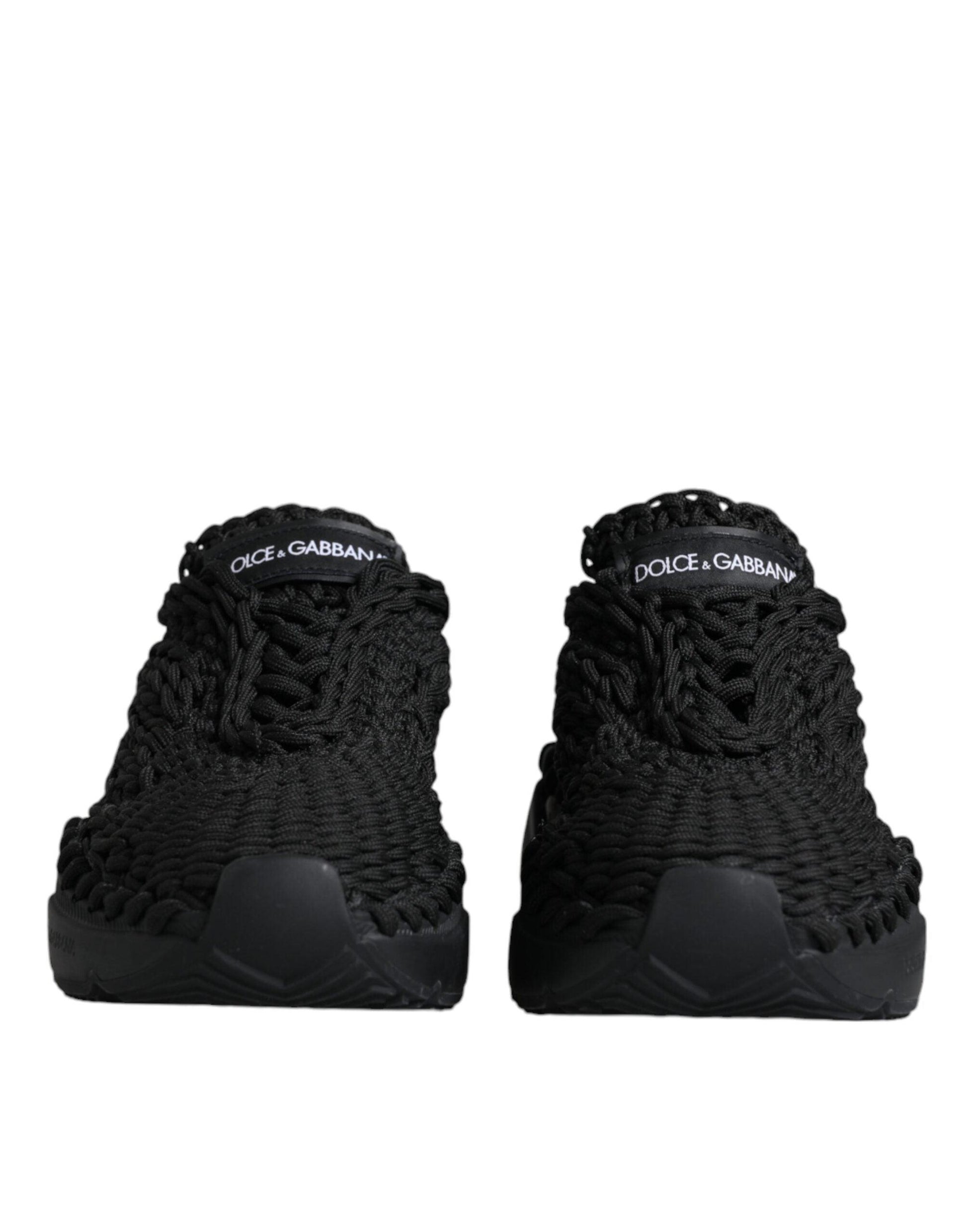 Dolce & Gabbana Black Knitted Daymaster Sneakers Shoes - Arichezz.store