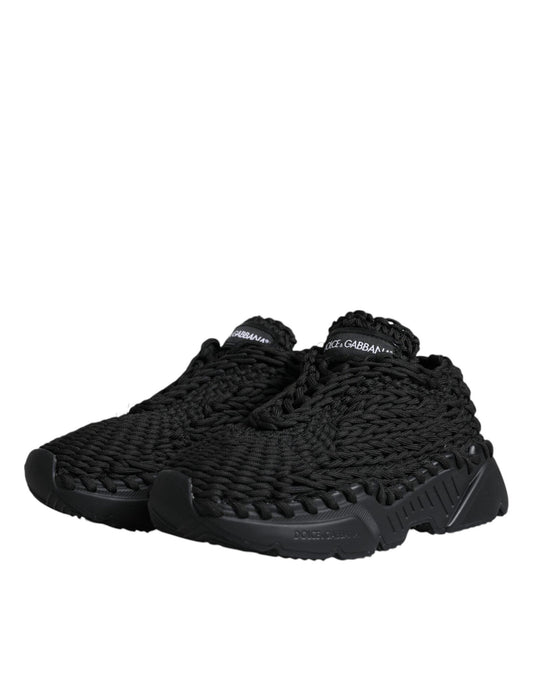 Dolce & Gabbana Black Knitted Daymaster Sneakers Shoes - Arichezz.store