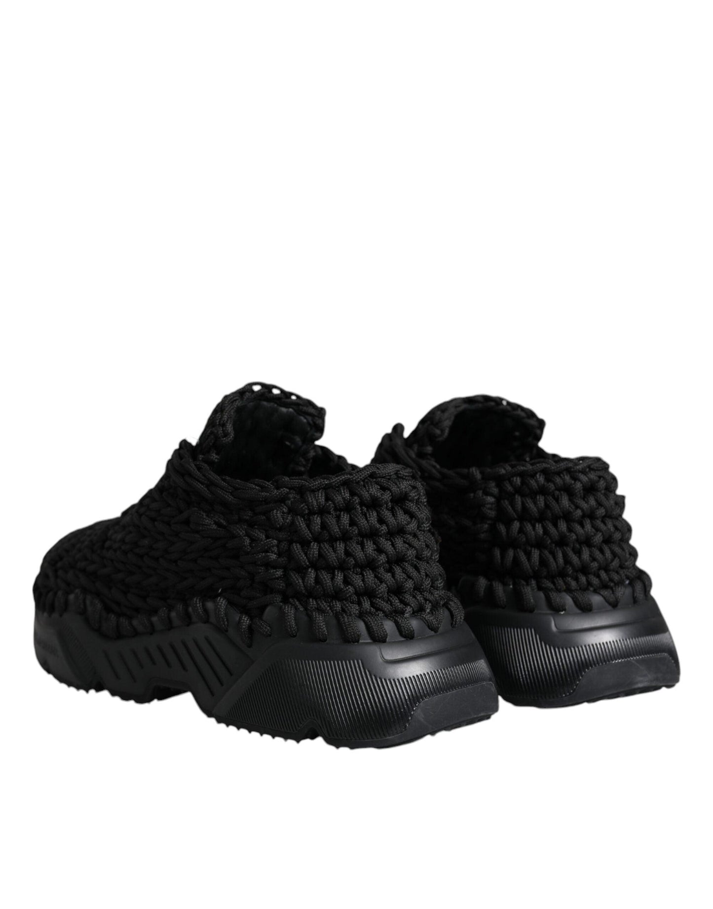 Dolce & Gabbana Black Knitted Daymaster Sneakers Shoes - Arichezz.store