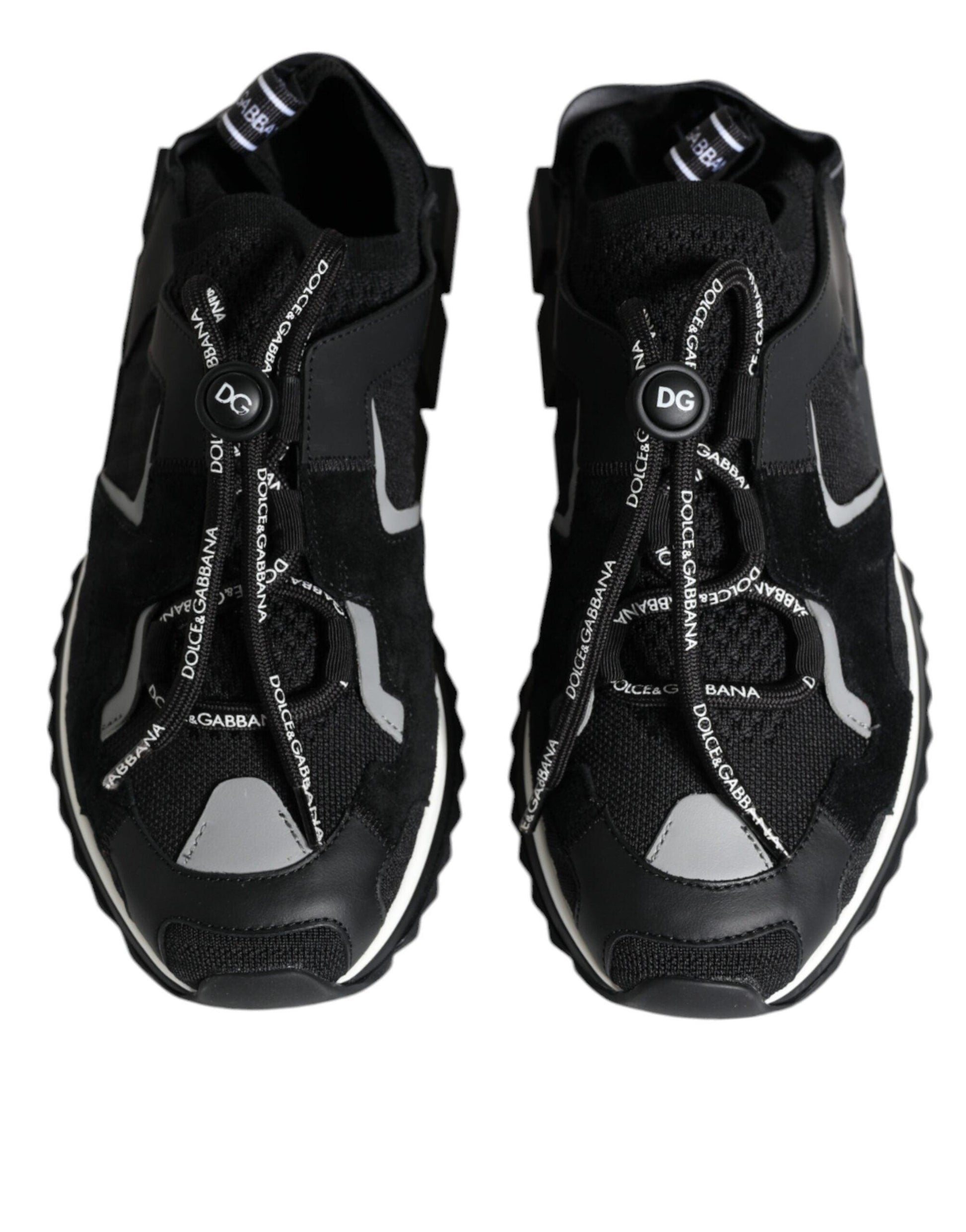 Dolce & Gabbana Black Mesh Sorrento Trekking Sneakers Shoes - Arichezz.store