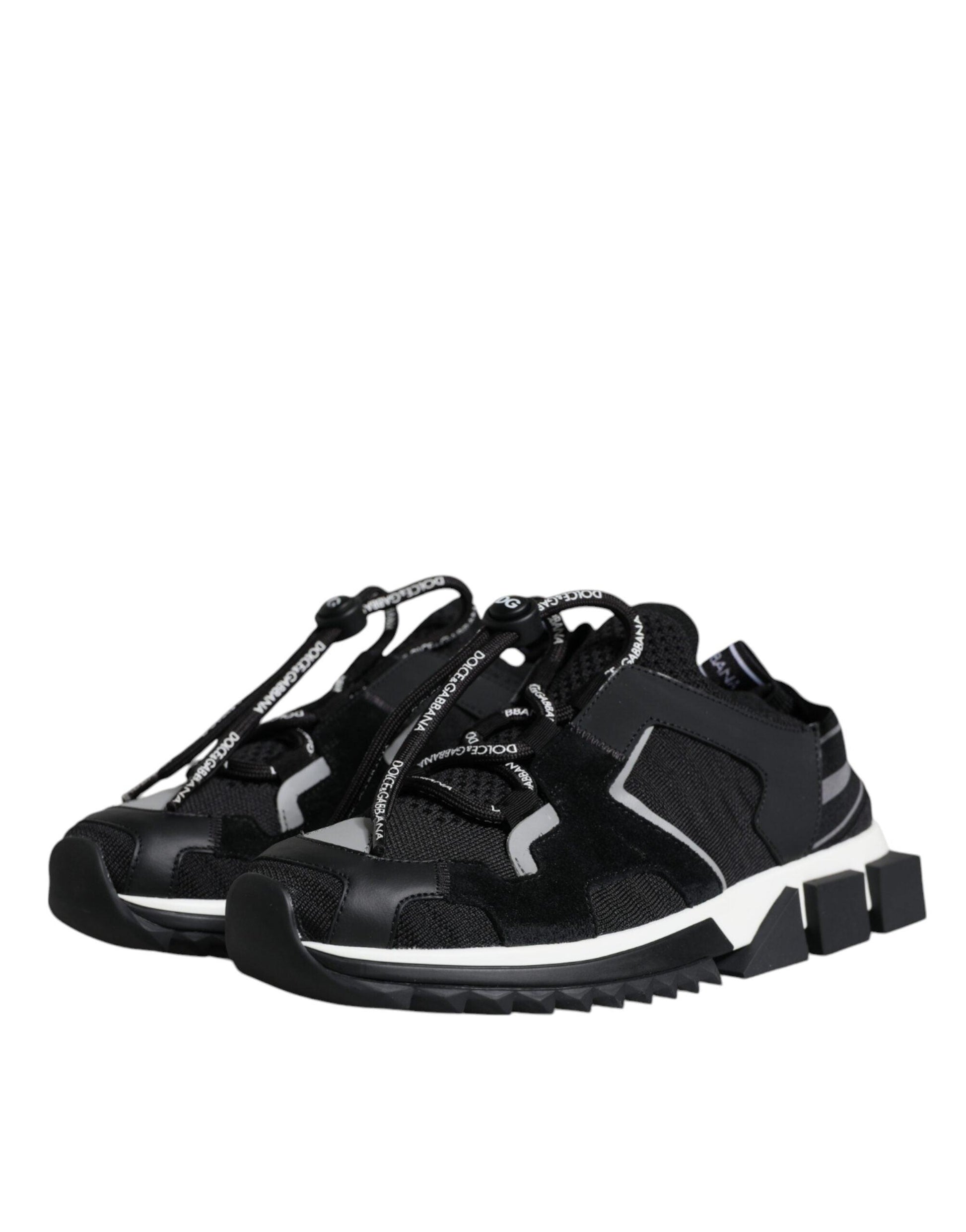 Dolce & Gabbana Black Mesh Sorrento Trekking Sneakers Shoes - Arichezz.store