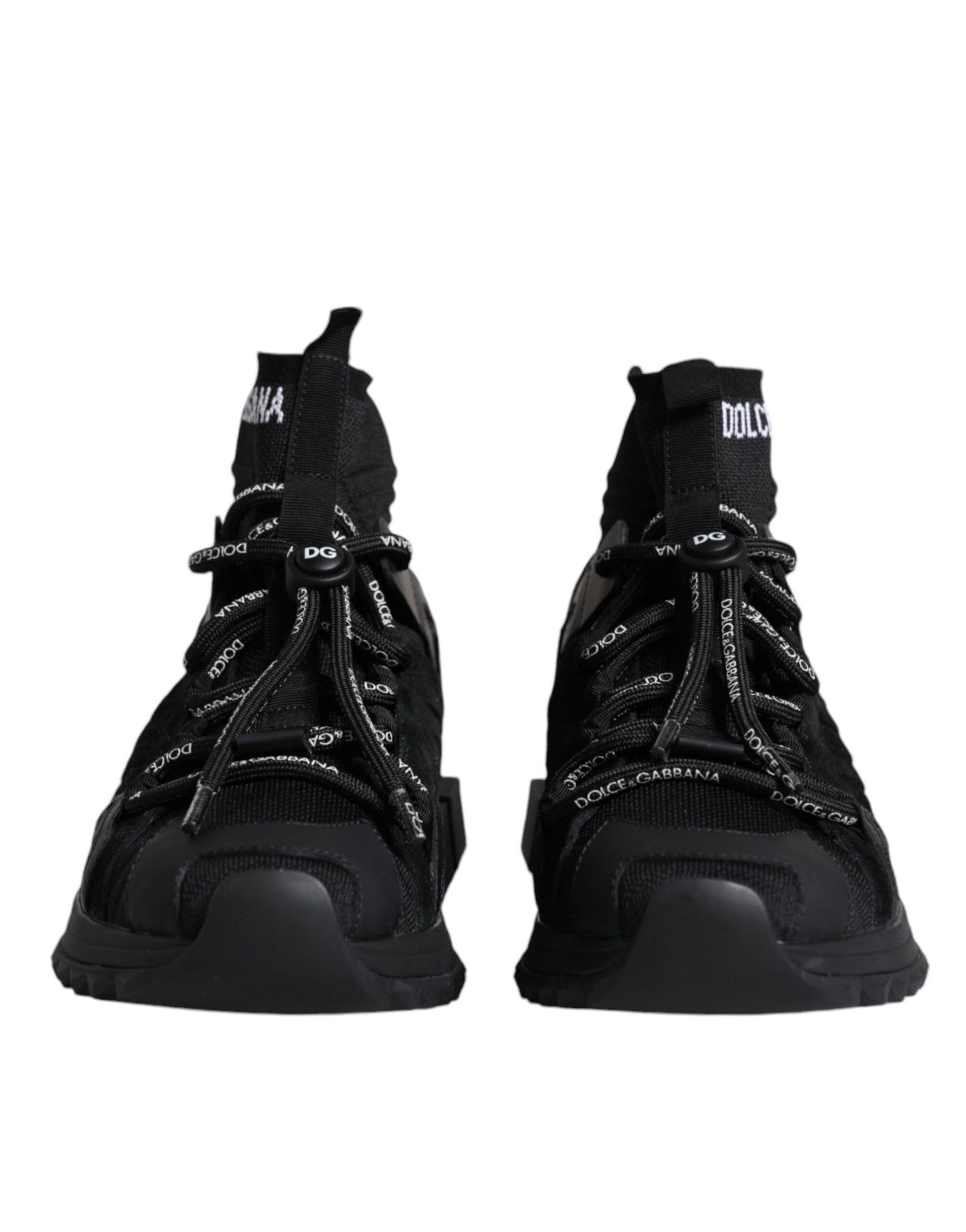 Dolce & Gabbana Black Sorrento Socks Logo Sneakers Shoes - Arichezz.store