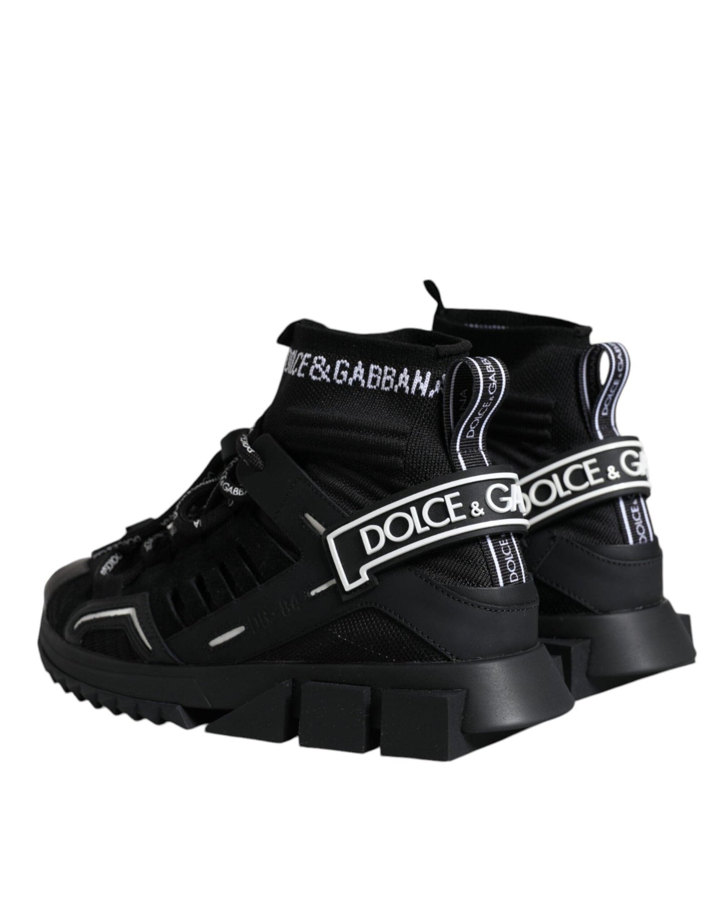 Dolce & Gabbana Black Sorrento Socks Logo Sneakers Shoes - Arichezz.store