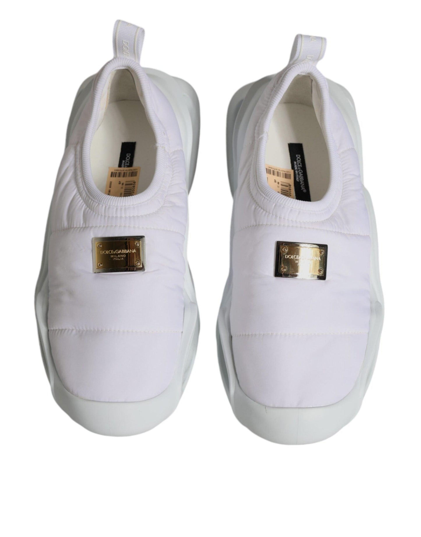 Dolce & Gabbana White Padded Fabric Low Top Sneakers Shoes - Arichezz.store