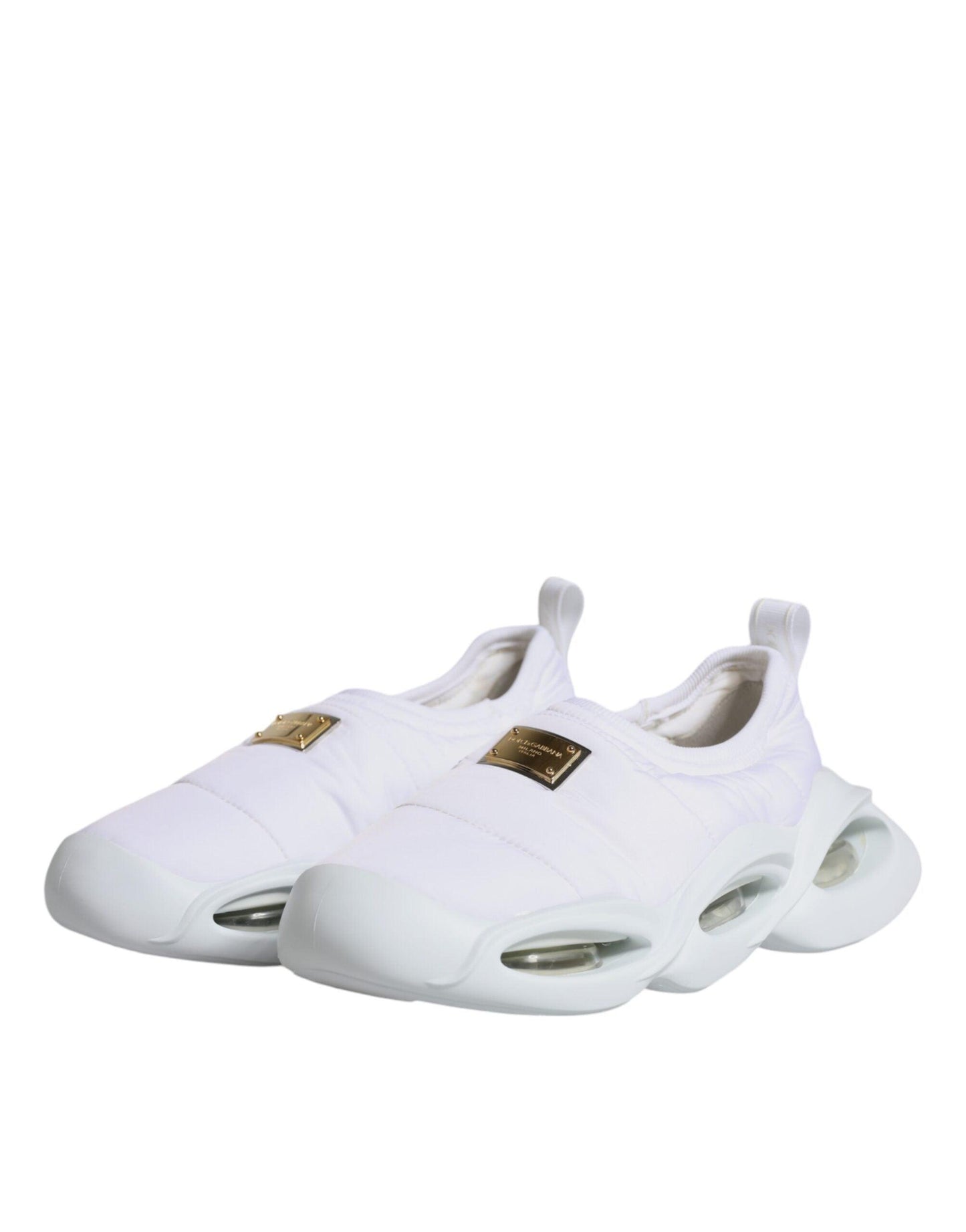 Dolce & Gabbana White Padded Fabric Low Top Sneakers Shoes - Arichezz.store