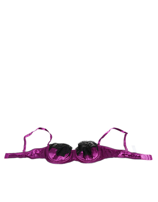 Dolce & Gabbana Purple Silk Underwired Balconette Bra Underwear - Arichezz.store