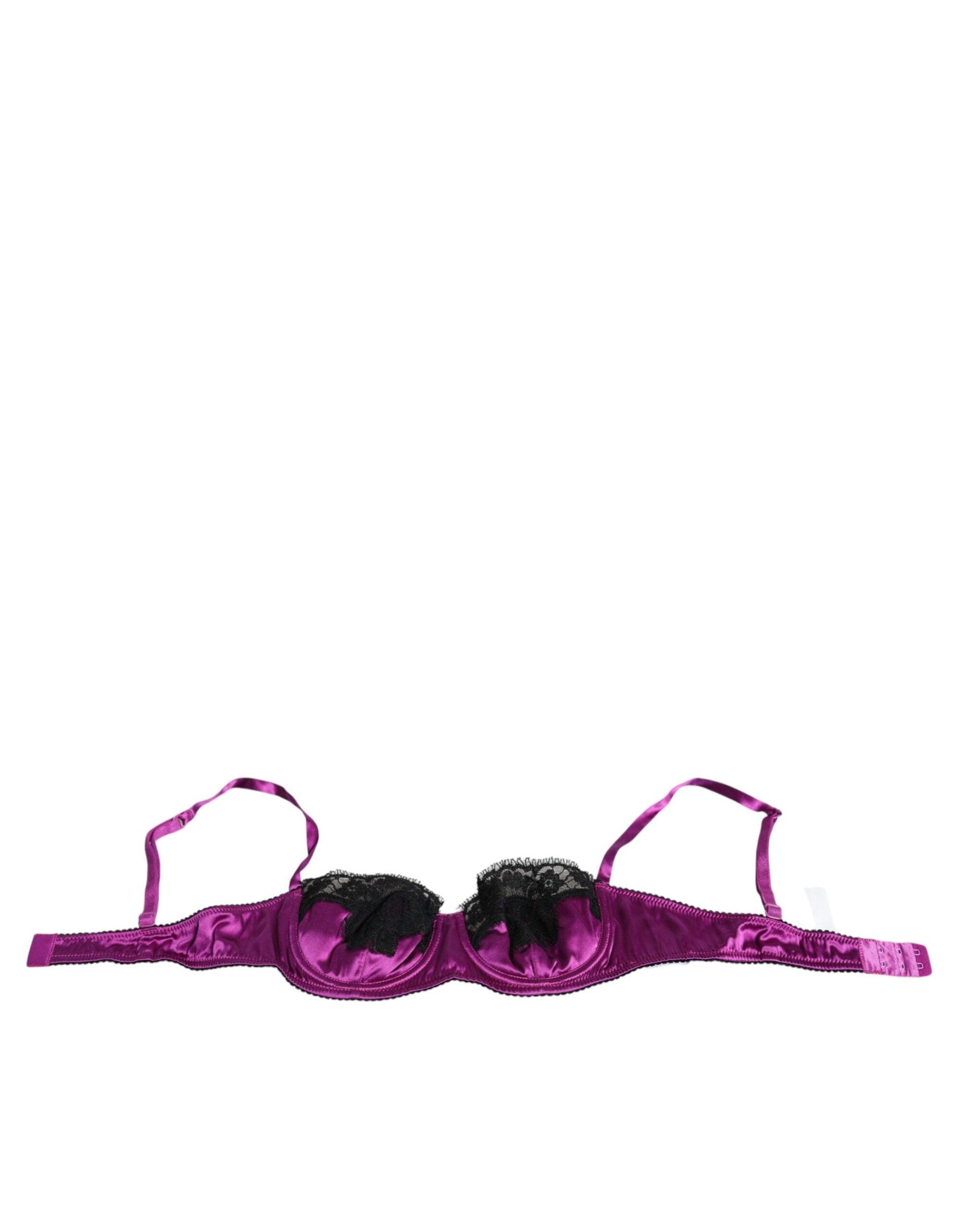 Dolce & Gabbana Purple Silk Underwired Balconette Bra Underwear - Arichezz.store